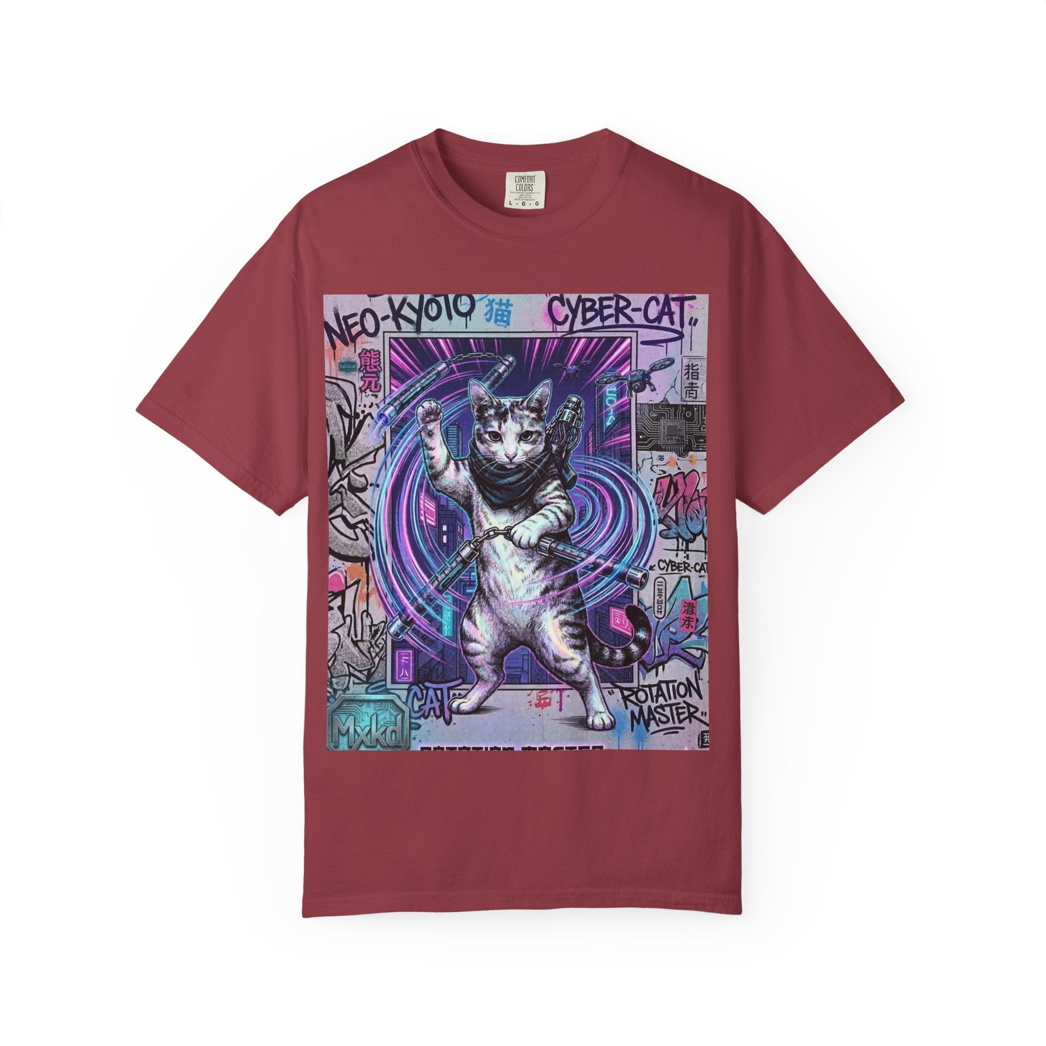 Cyber Cat T-Shirt — Neo-Kyoto Street Art Graphic Tee