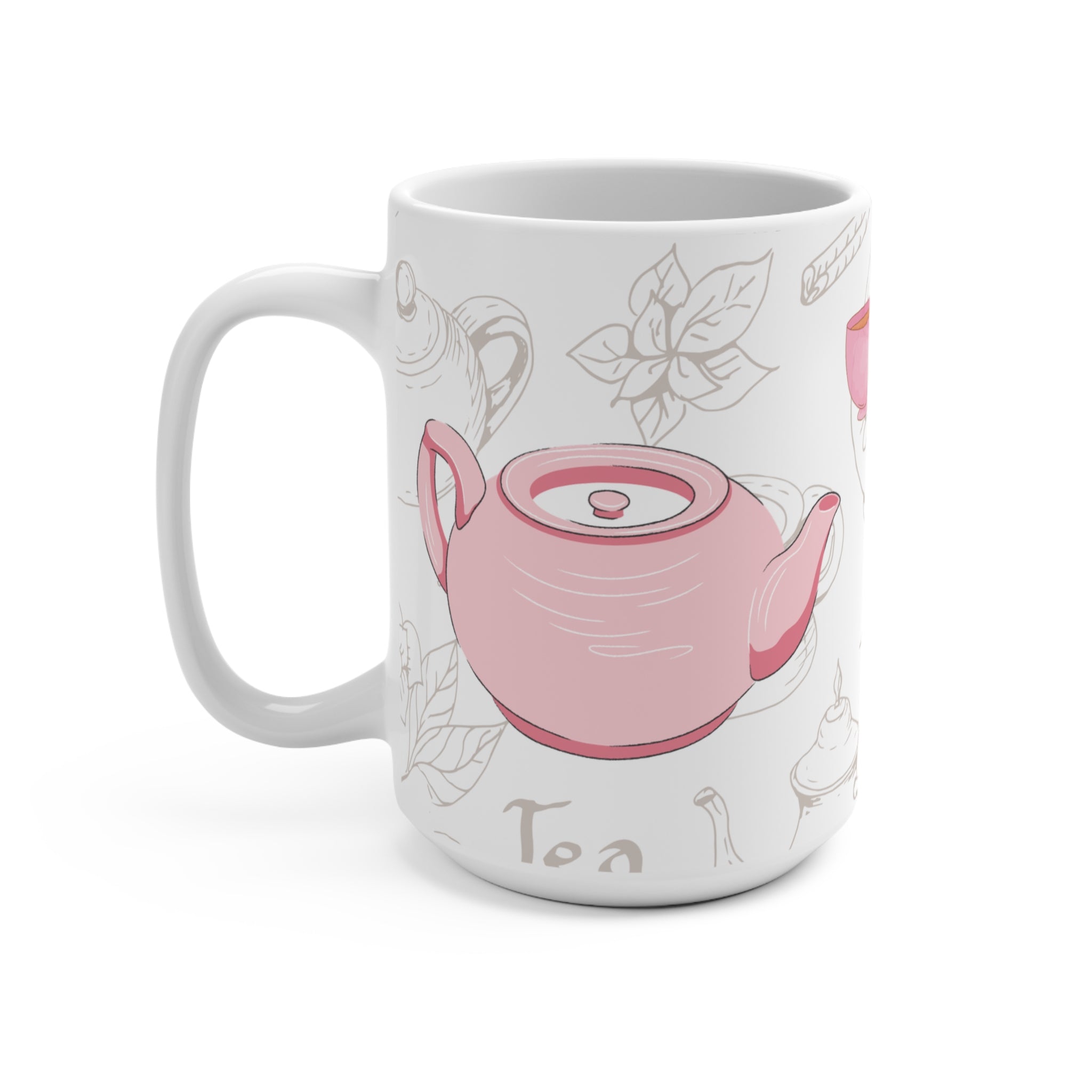 Cute Teacups Pattern Mug | Ceramic 15oz