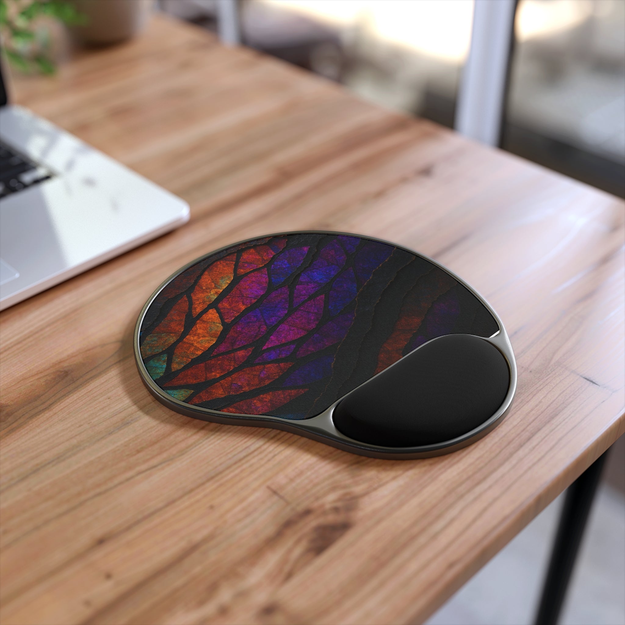 Stained Glass Wave Ergonomic Mouse Pad with Wrist Rest