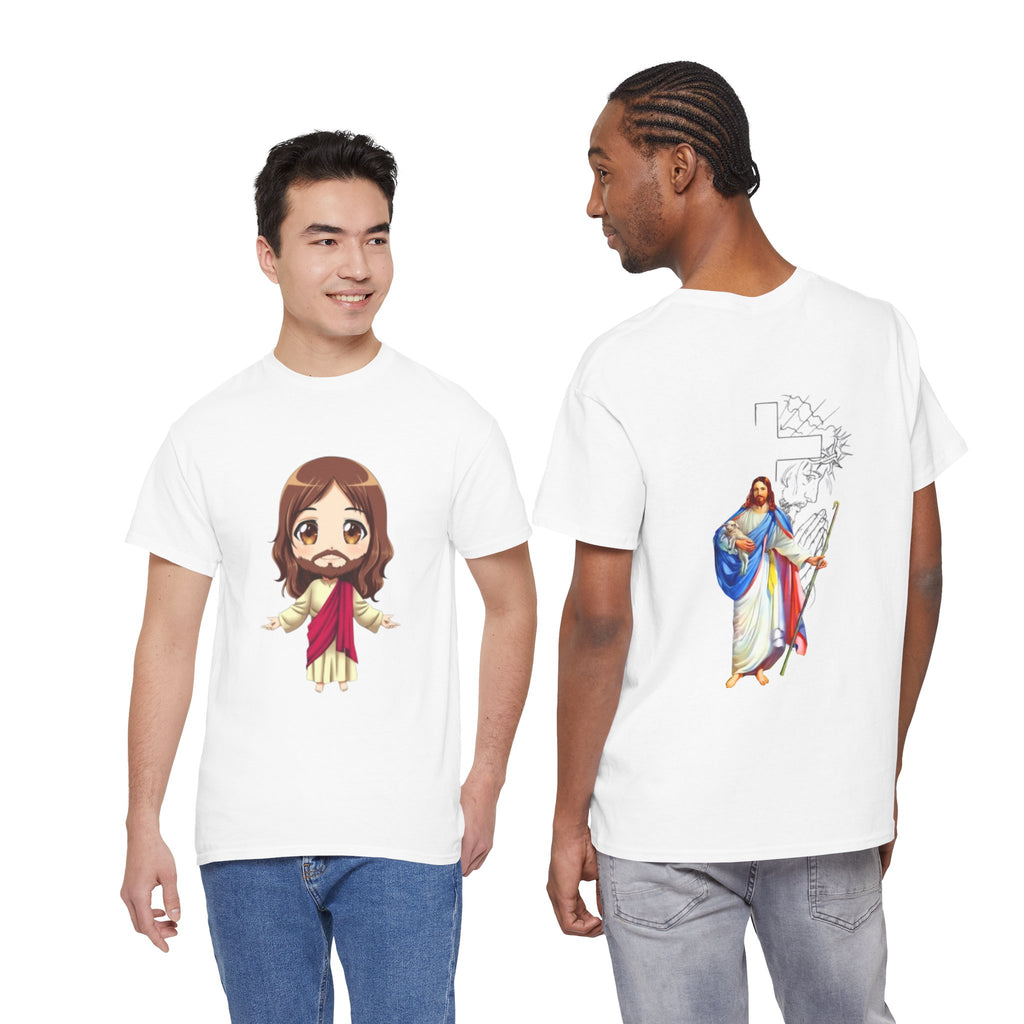 Christian Jesus Tee — Cute Chibi Front & Classic Back Religious T-Shirt