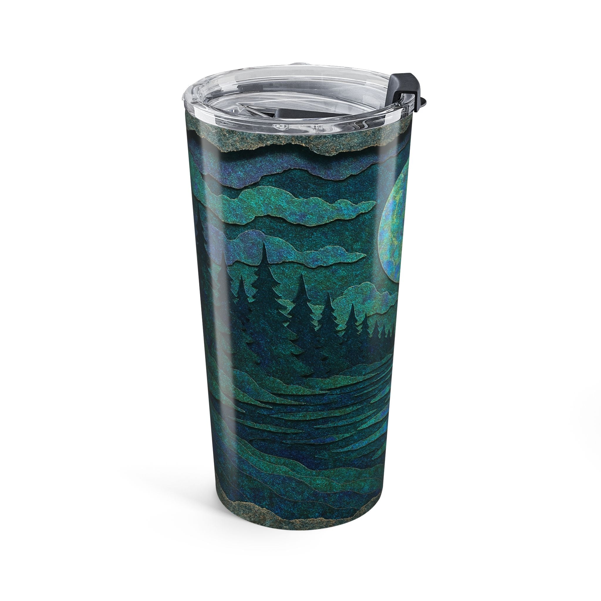 20oz Moonlit Forest Tumbler — Insulated Travel Cup with Nightscape Design