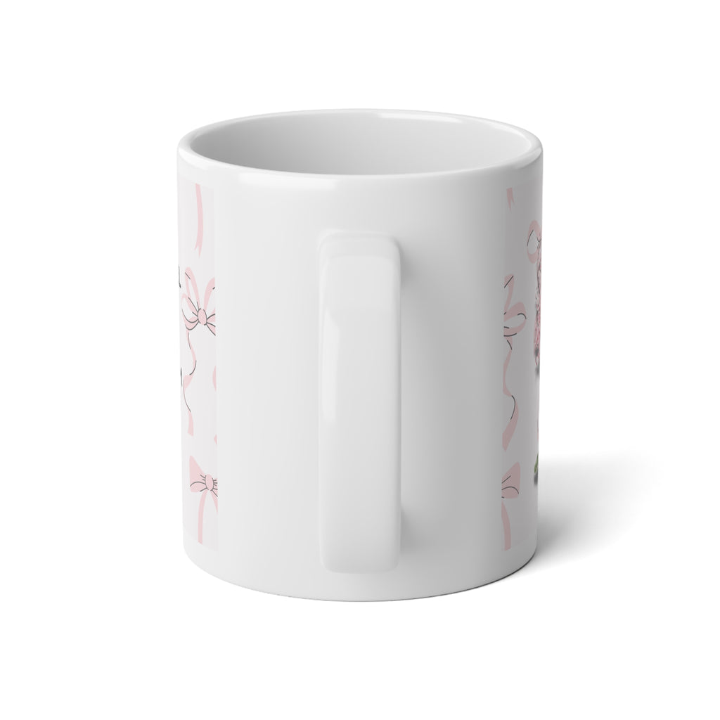 20oz Jumbo Mug - "I Read to Escape" Pink Ribbon Floral Book Lover Coffee Cup