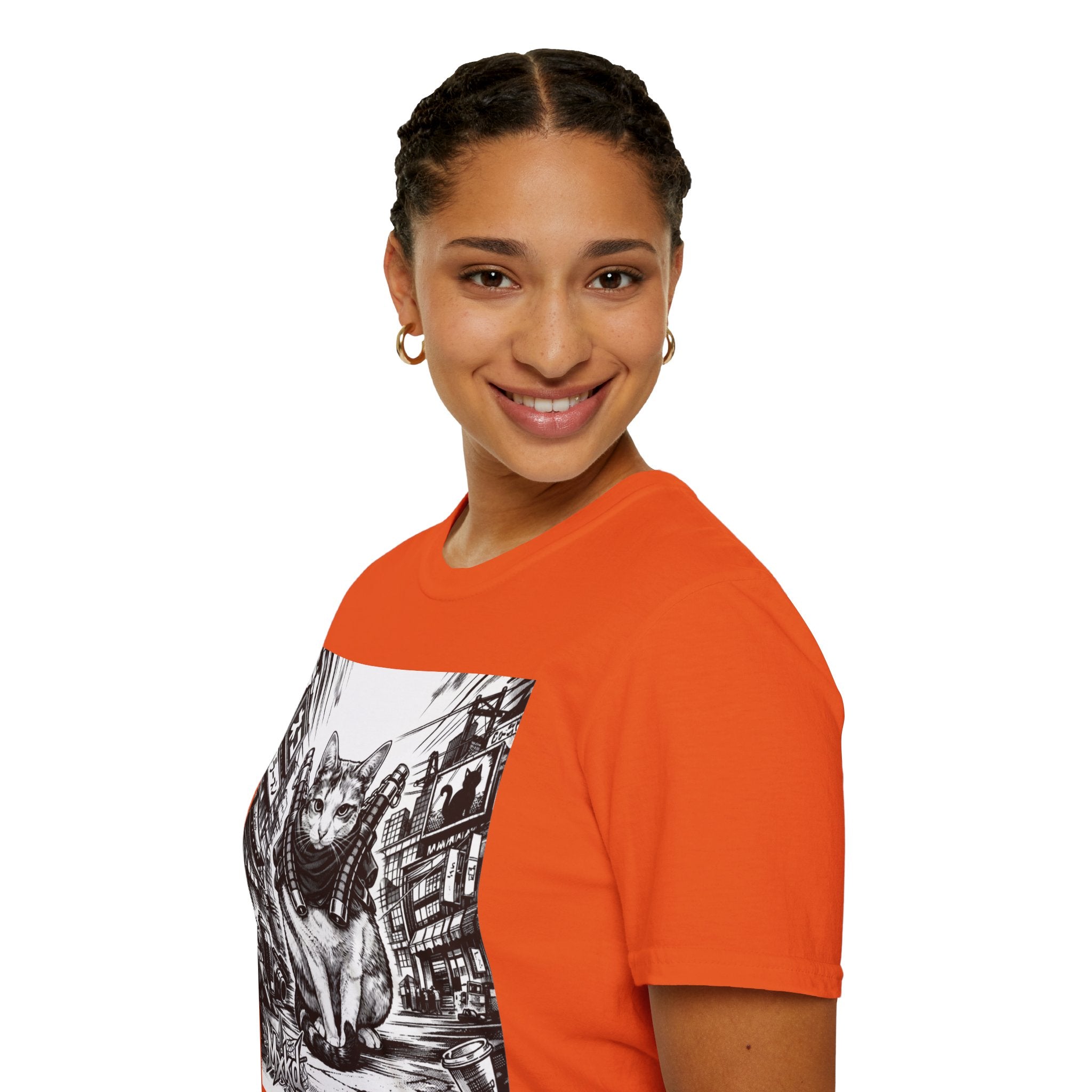 Cat Samurai T‑Shirt — Urban Noir Graphic Tee (Mxkd)