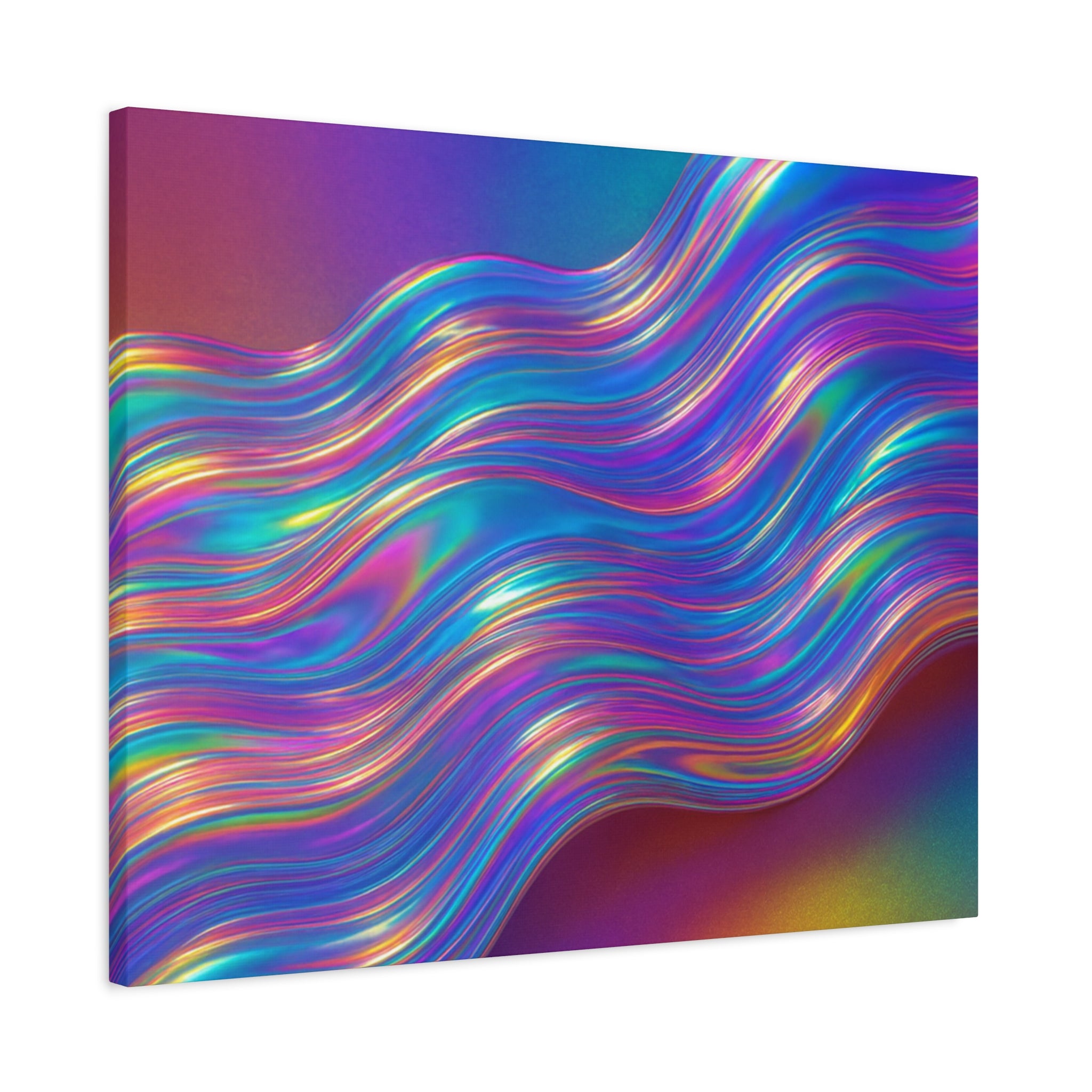 rainbow Iridescent Wave Matte Canvas Wall Art — Stretched 1.25"