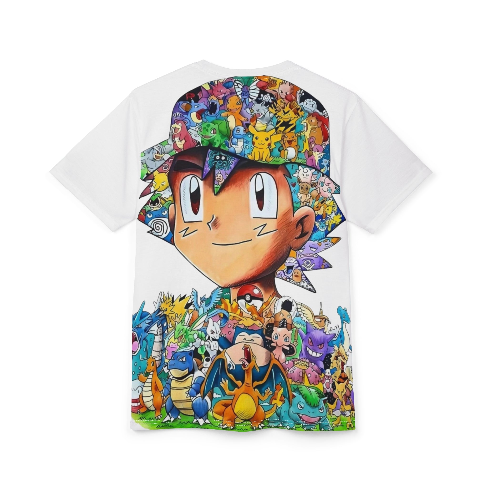 All-Over Anime Trainer Tee — Colorful Collage Design