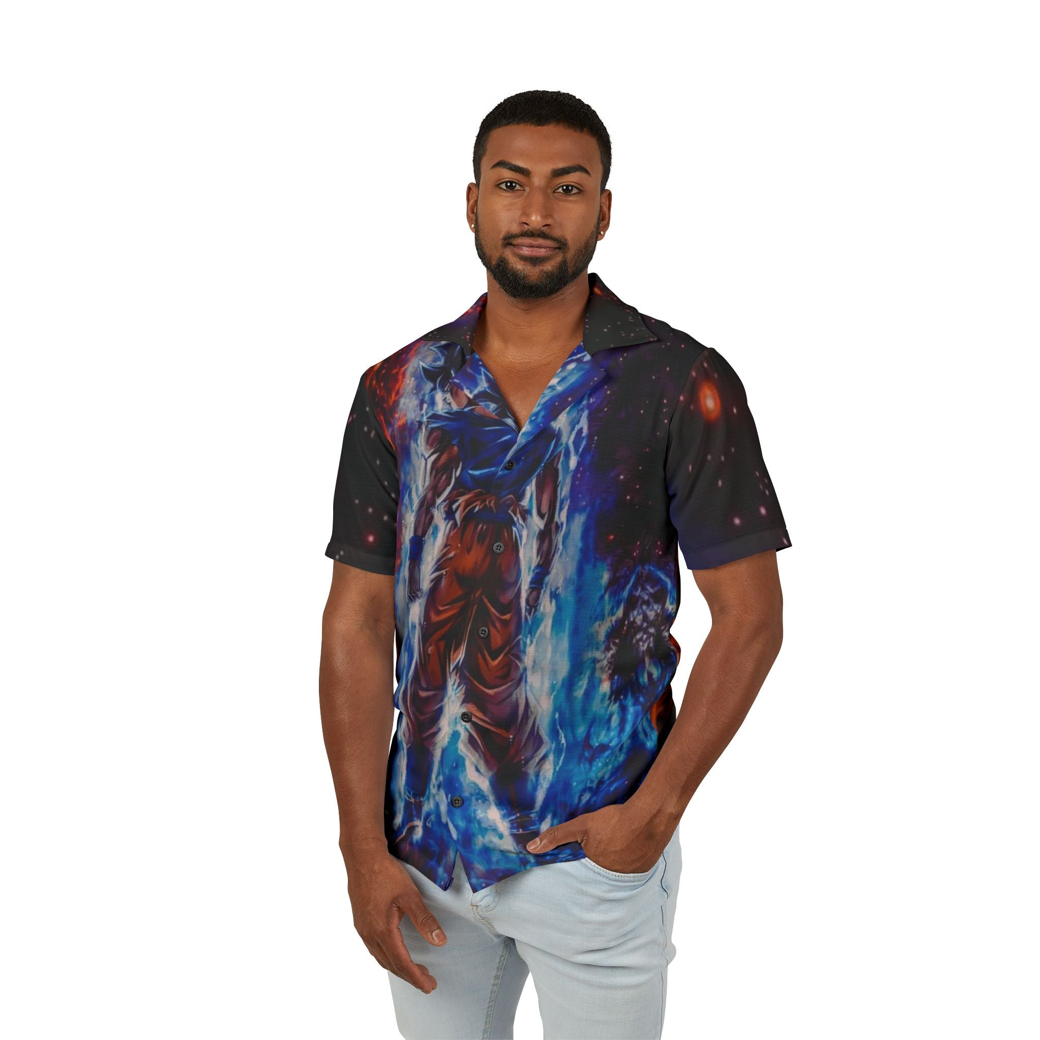 Goku Super Saiyan Aura Hawaiian Shirt — Anime AOP Camp Shirt