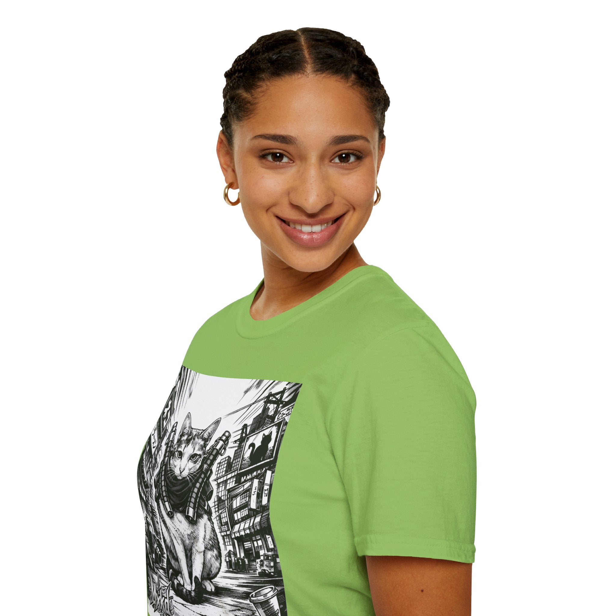 Cat Samurai T‑Shirt — Urban Noir Graphic Tee (Mxkd)