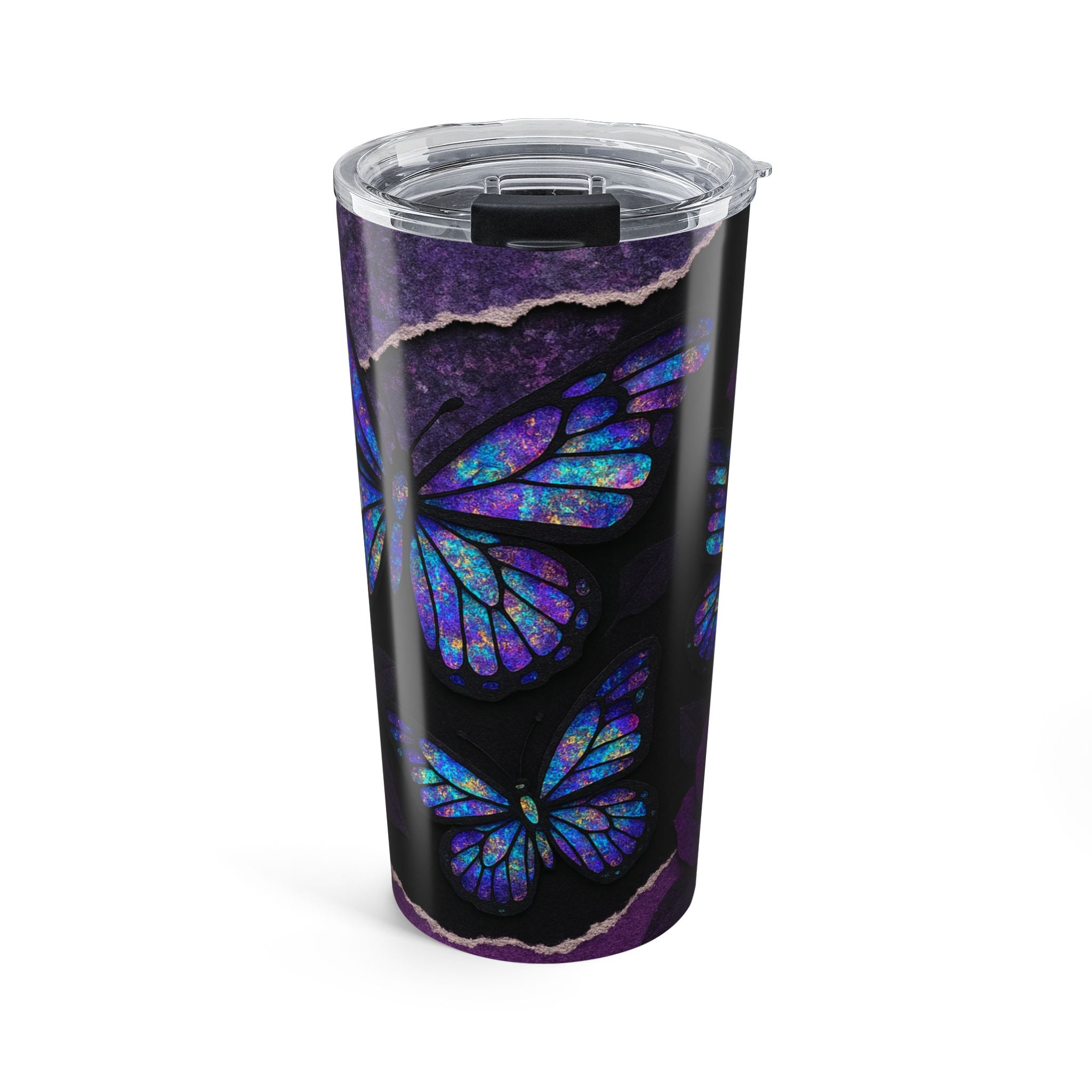 Purple Butterfly & Rose 20oz Tumbler — Insulated Travel Cup