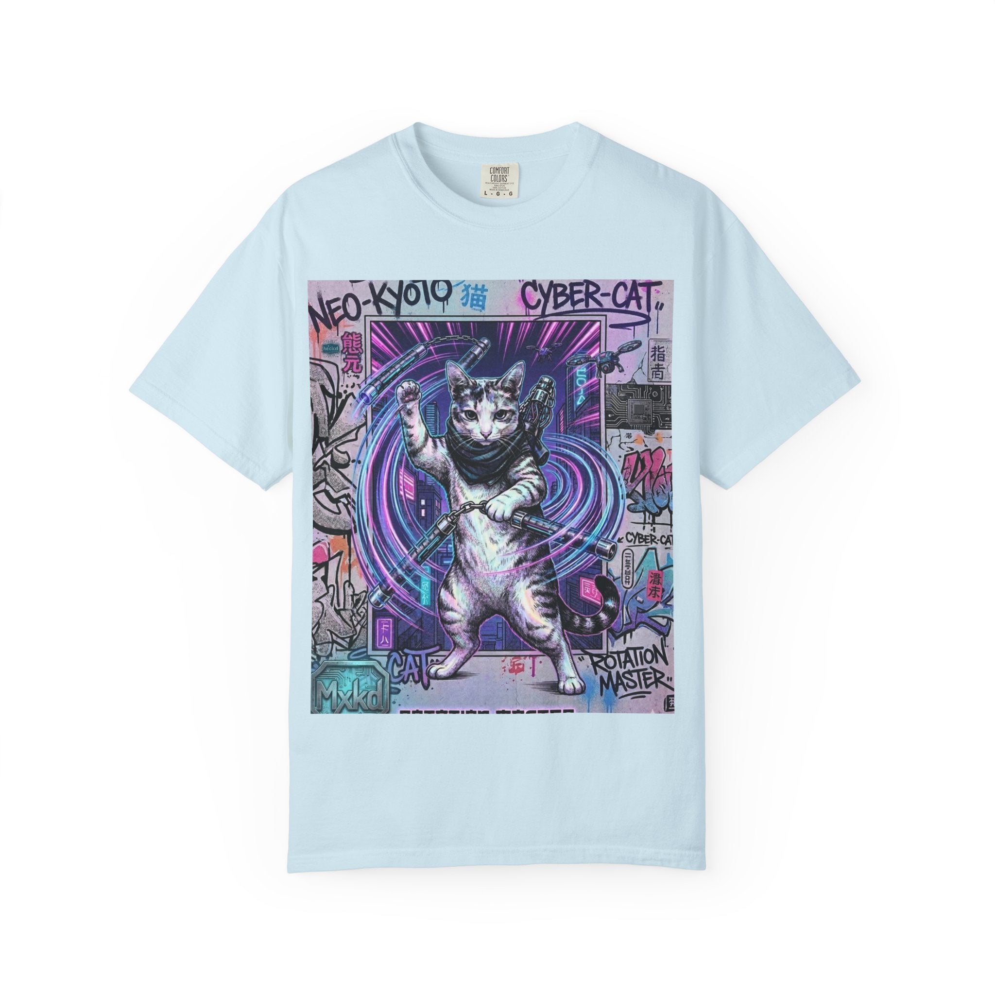 Cyber Cat T-Shirt — Neo-Kyoto Street Art Graphic Tee