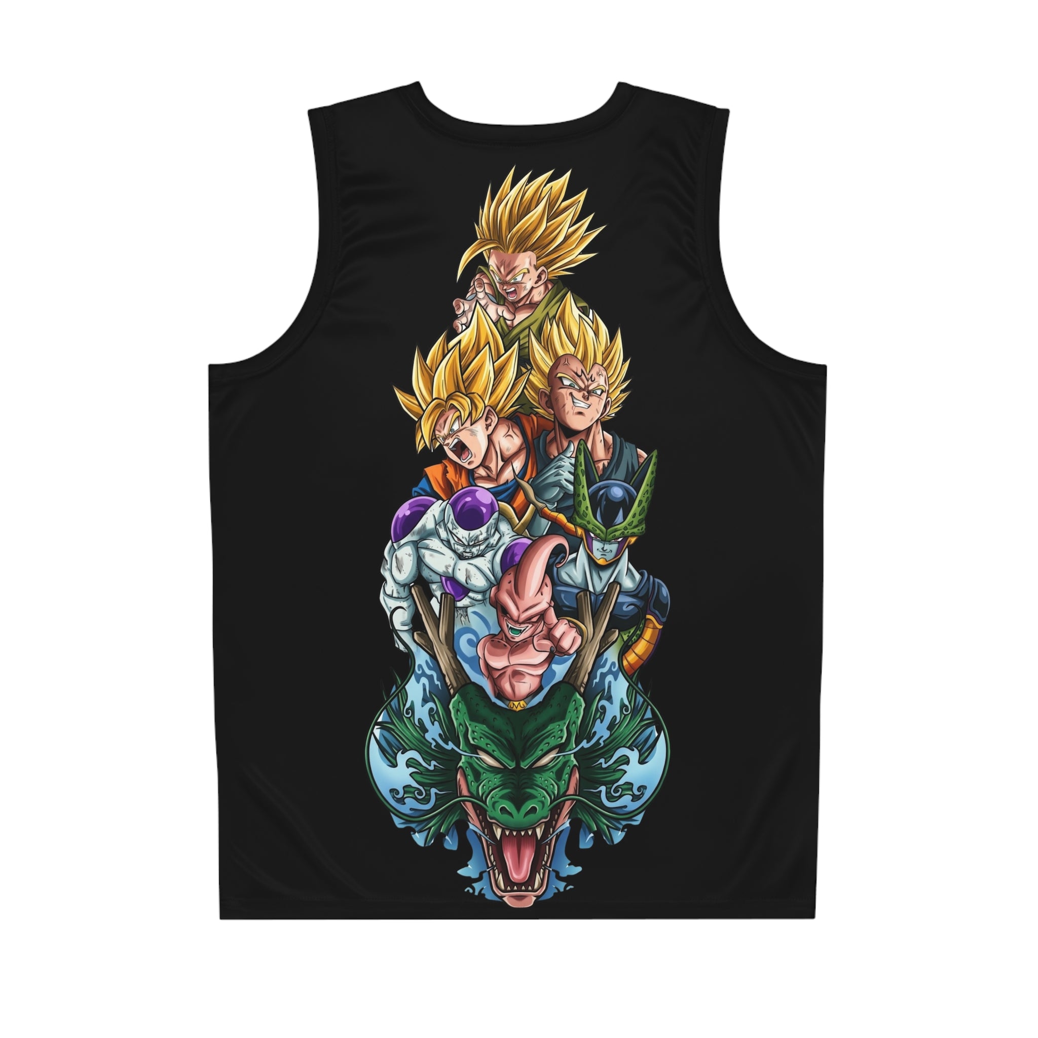 Anime Power Basketball Jersey — Super Saiyan Lineup Graphic AOP
