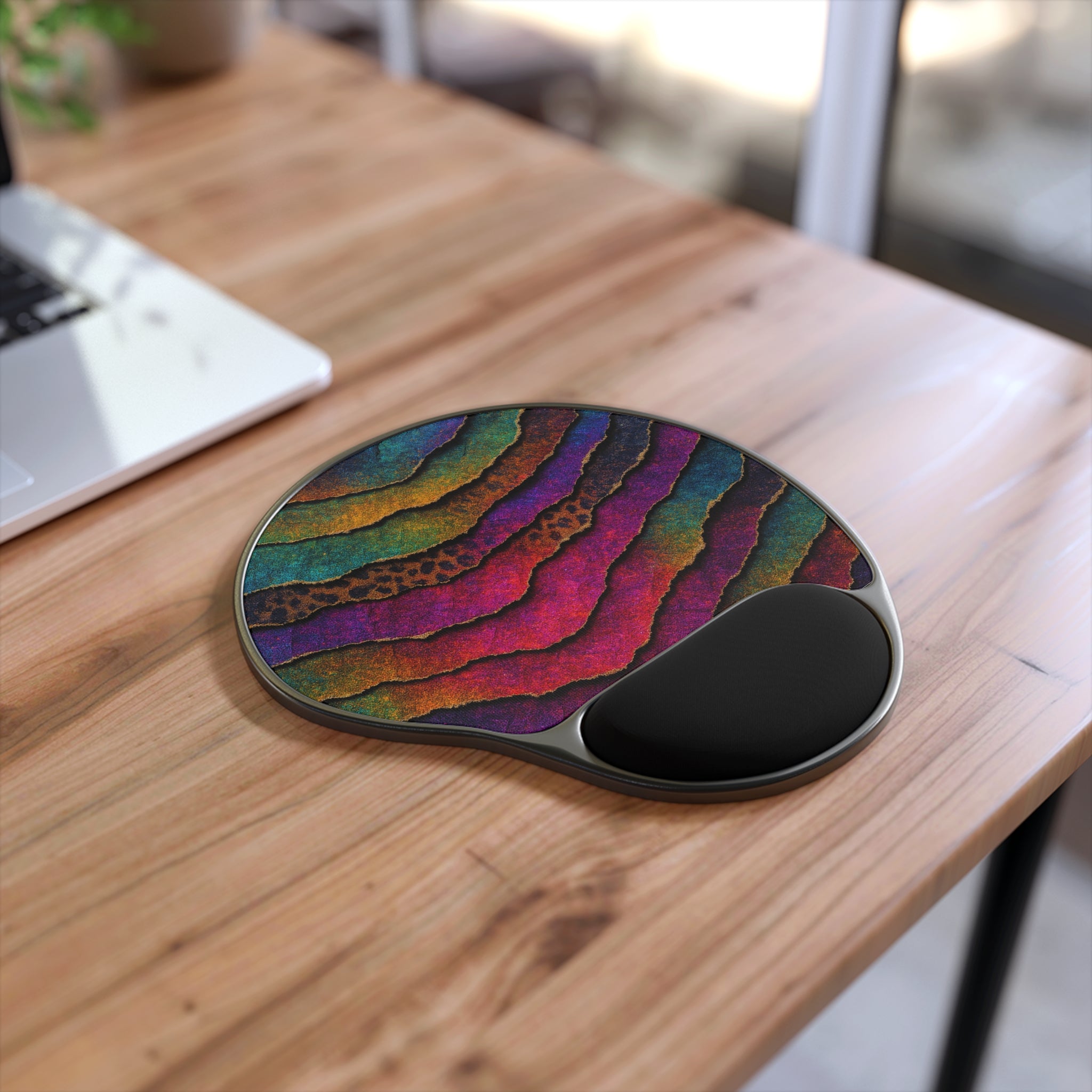 Colorful Zebra Wave Mouse Pad with Wrist Rest — Ergonomic Office & Gamer Desk Accessory
