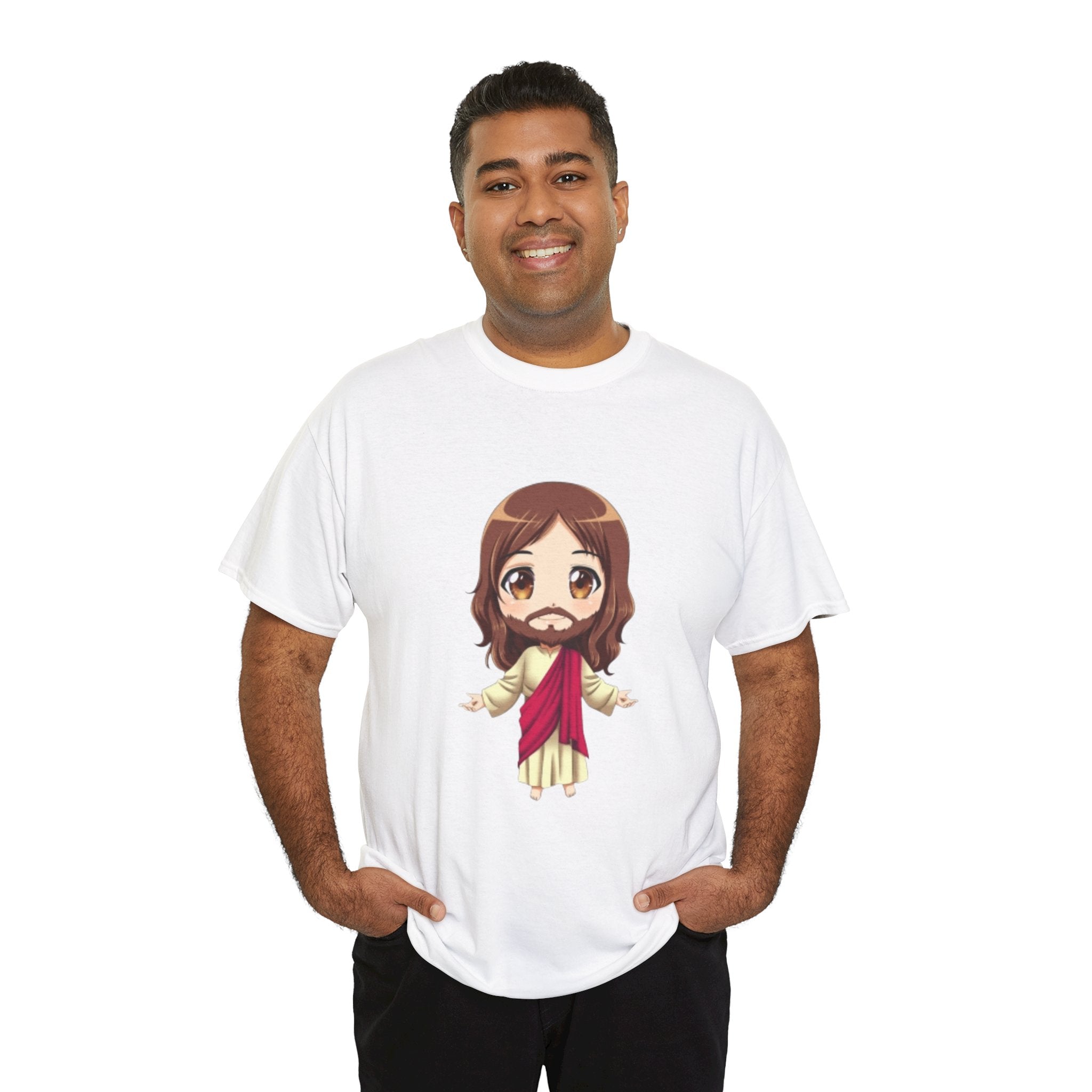 Christian Jesus Tee — Cute Chibi Front & Classic Back Religious T-Shirt