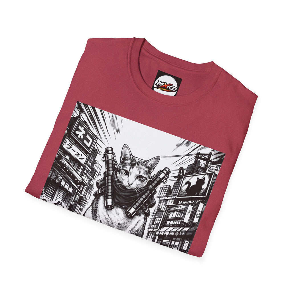 Cat Samurai T‑Shirt — Urban Noir Graphic Tee (Mxkd)