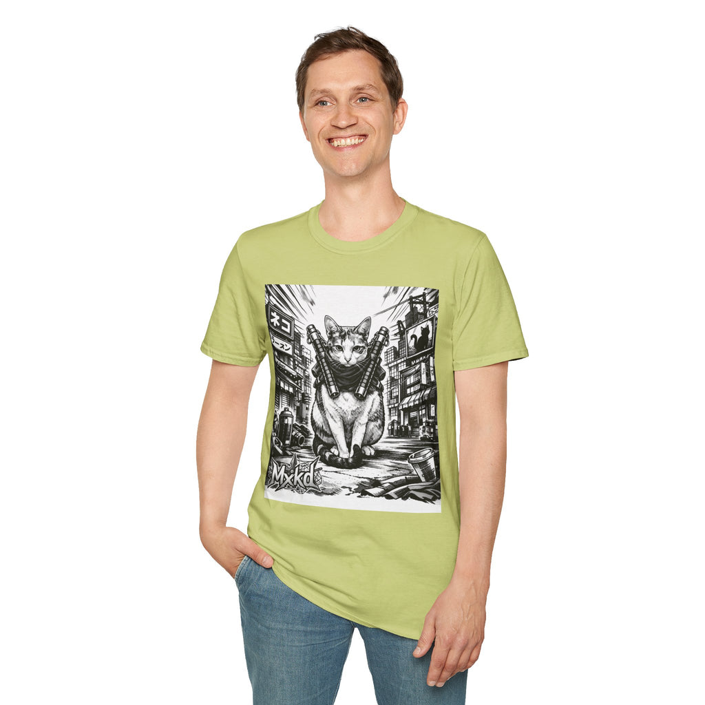 Cat Samurai T‑Shirt — Urban Noir Graphic Tee (Mxkd)