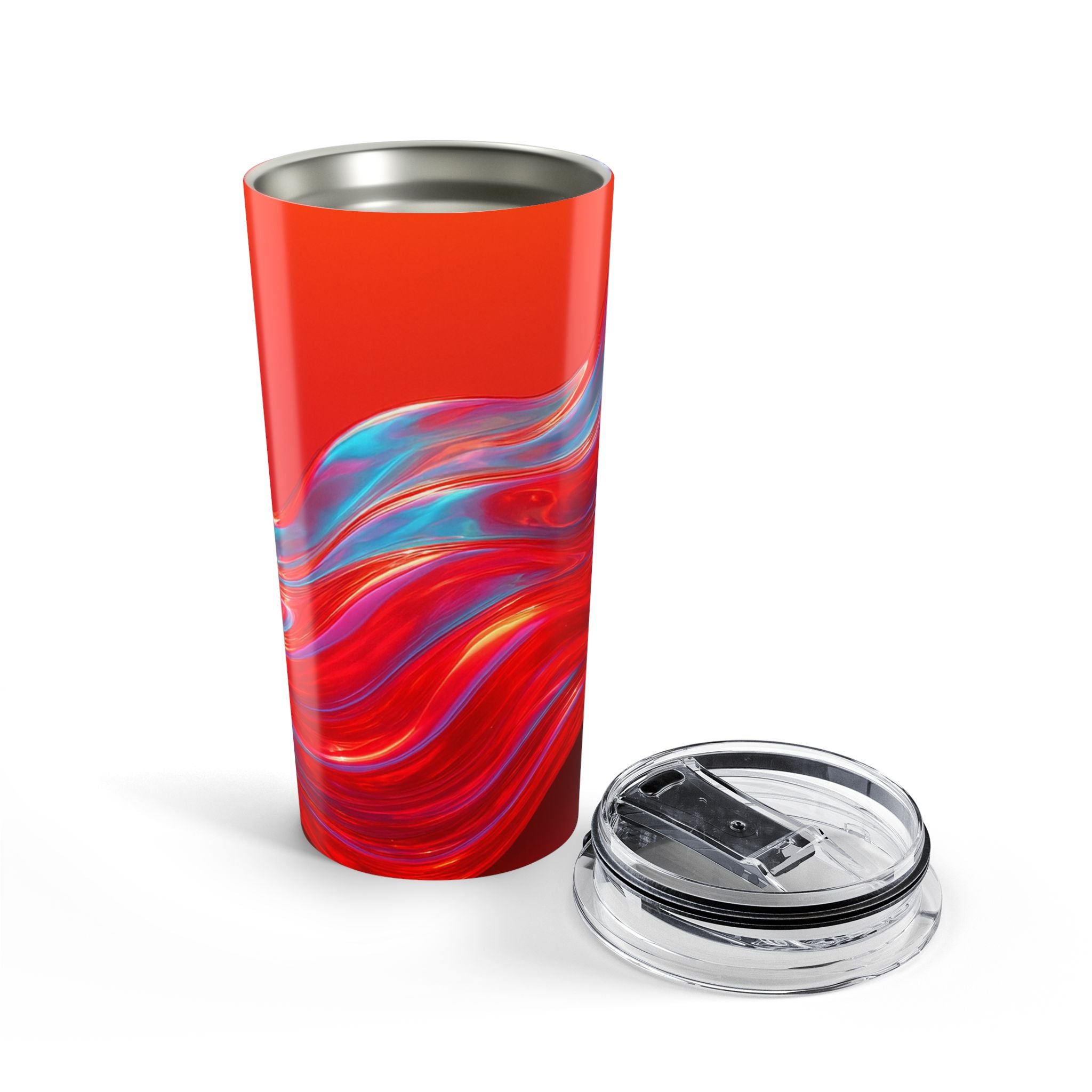 20oz Abstract Red Swirl Tumbler — Insulated Travel Cup