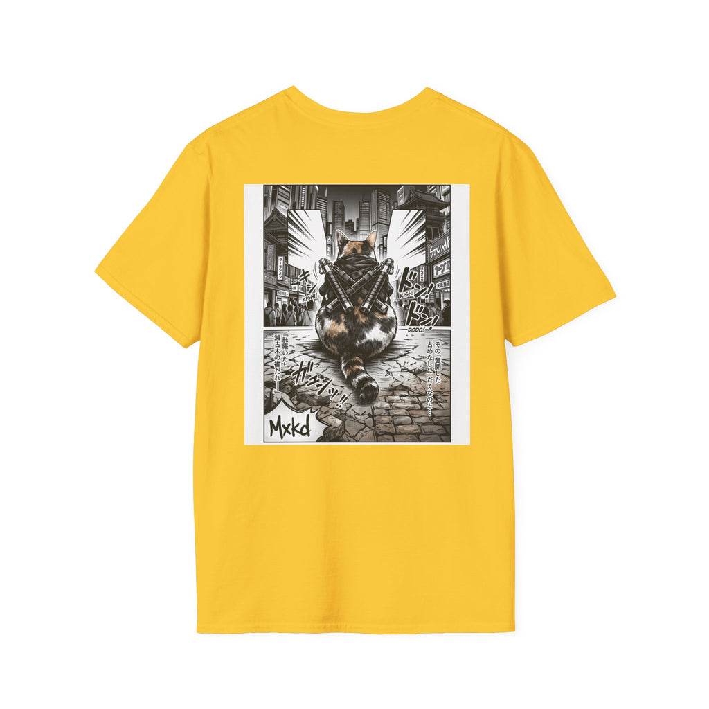 Cat Samurai T‑Shirt — Urban Noir Graphic Tee (Mxkd)