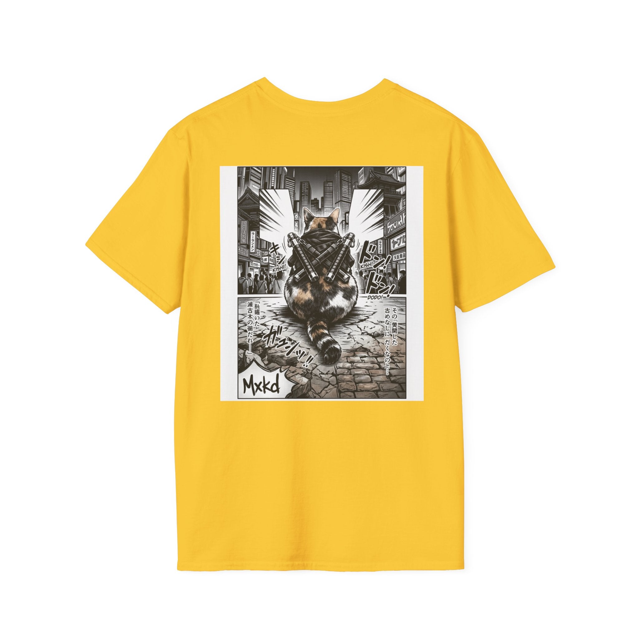 Cat Samurai T‑Shirt — Urban Noir Graphic Tee (Mxkd)