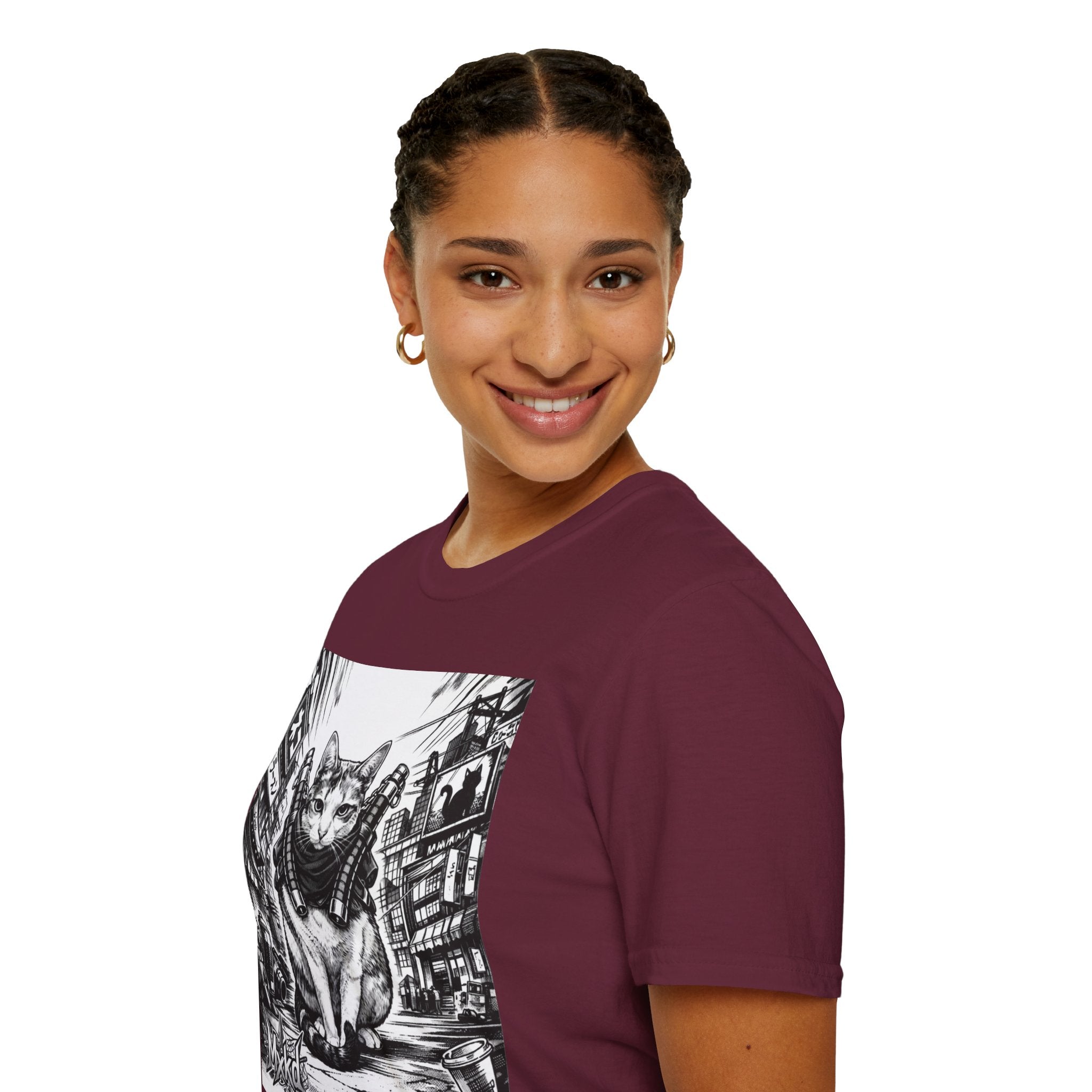 Cat Samurai T‑Shirt — Urban Noir Graphic Tee (Mxkd)