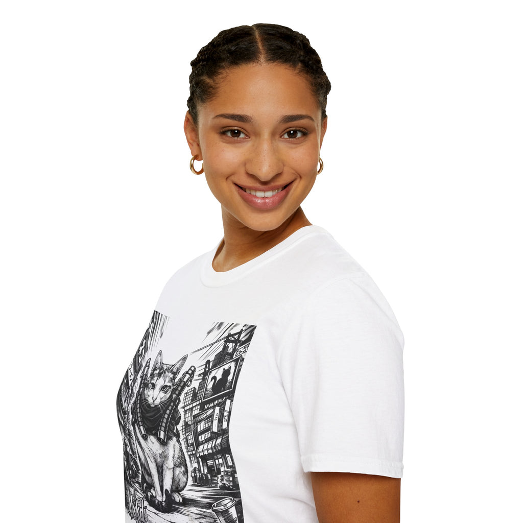 Cat Samurai T‑Shirt — Urban Noir Graphic Tee (Mxkd)