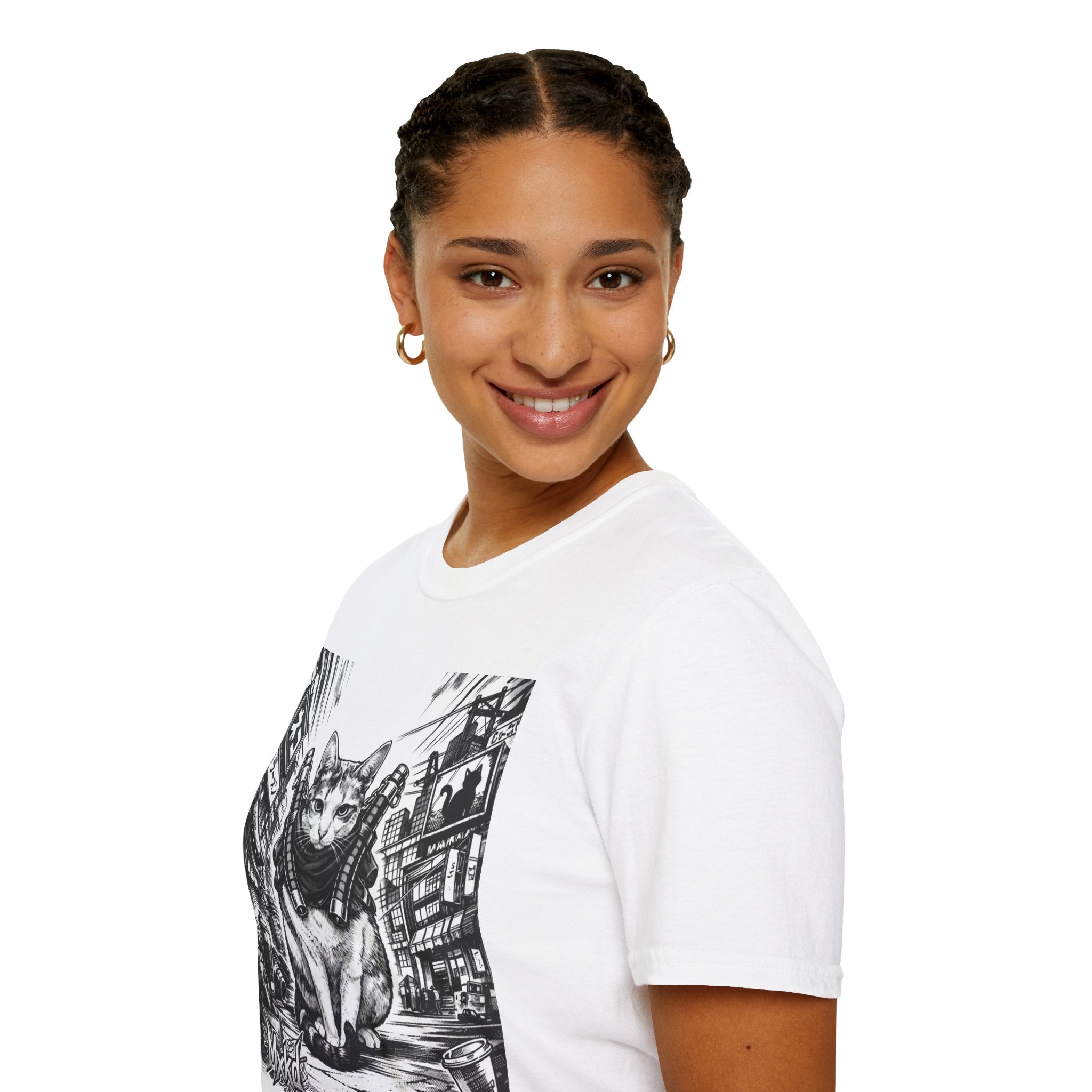 Cat Samurai T‑Shirt — Urban Noir Graphic Tee (Mxkd)