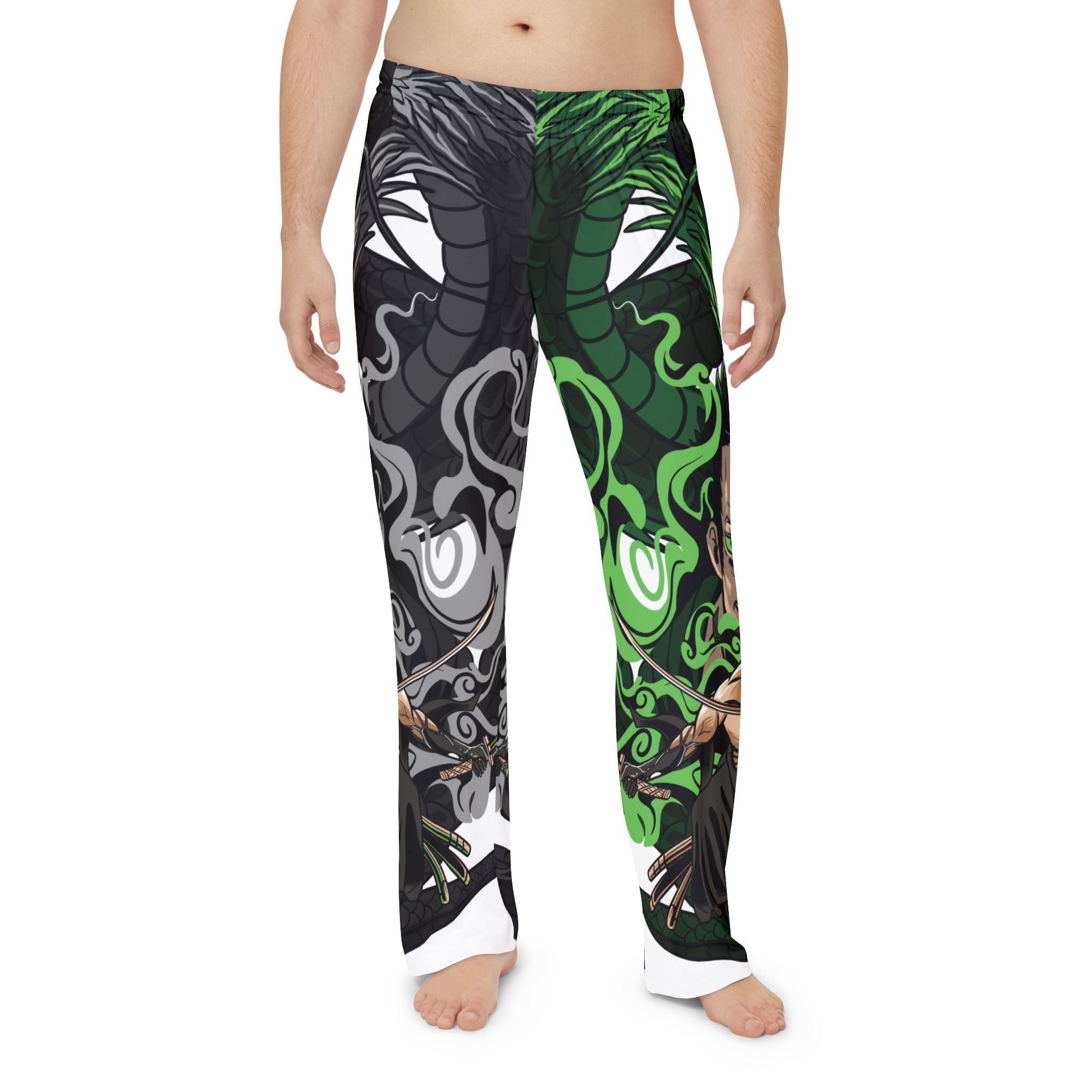 Dragon Spirit Zoro Pajama Pants — Green & Black Anime Lounge Trousers