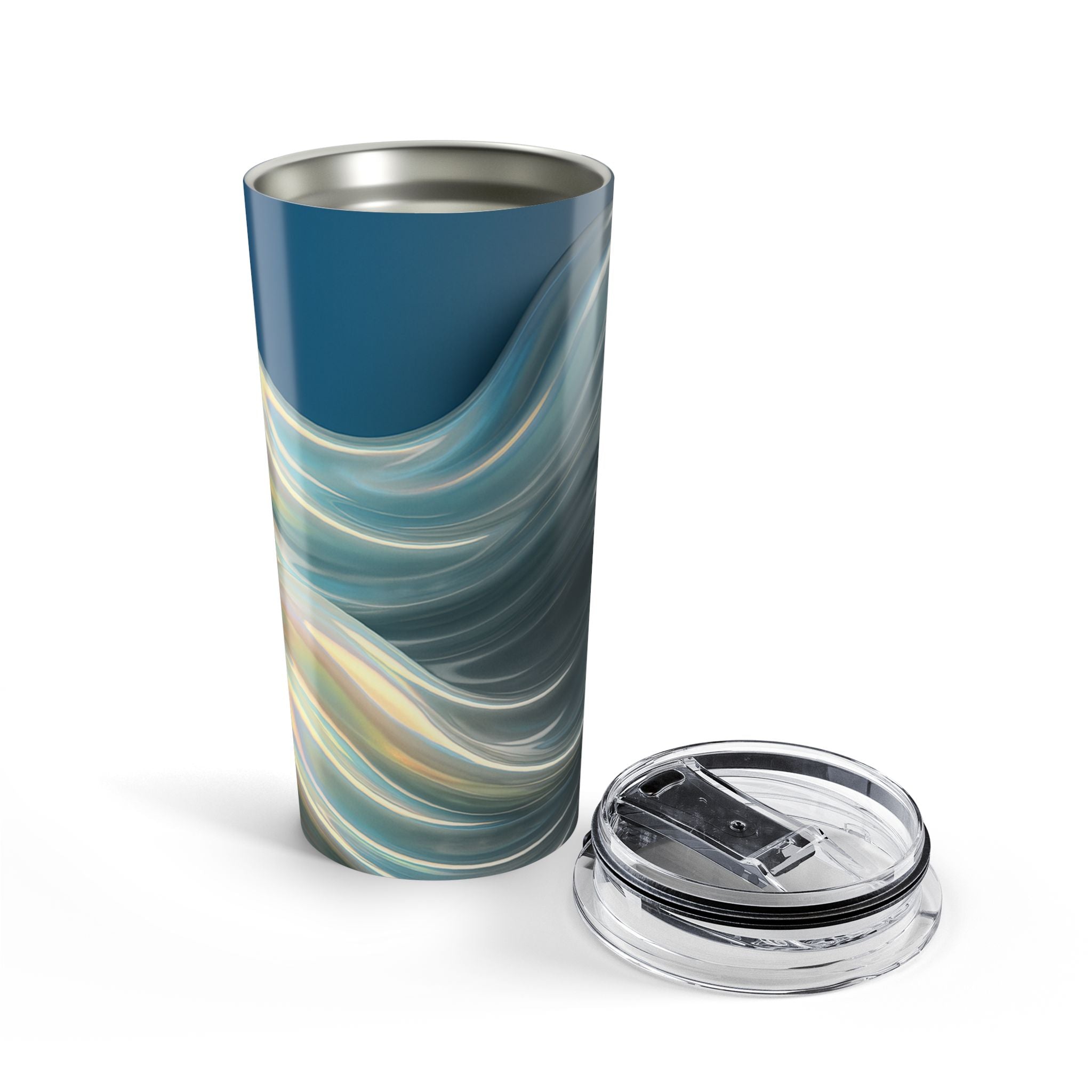 20oz Swirl Abstract Stainless Tumbler – Ocean Blue Insulated Travel Cup