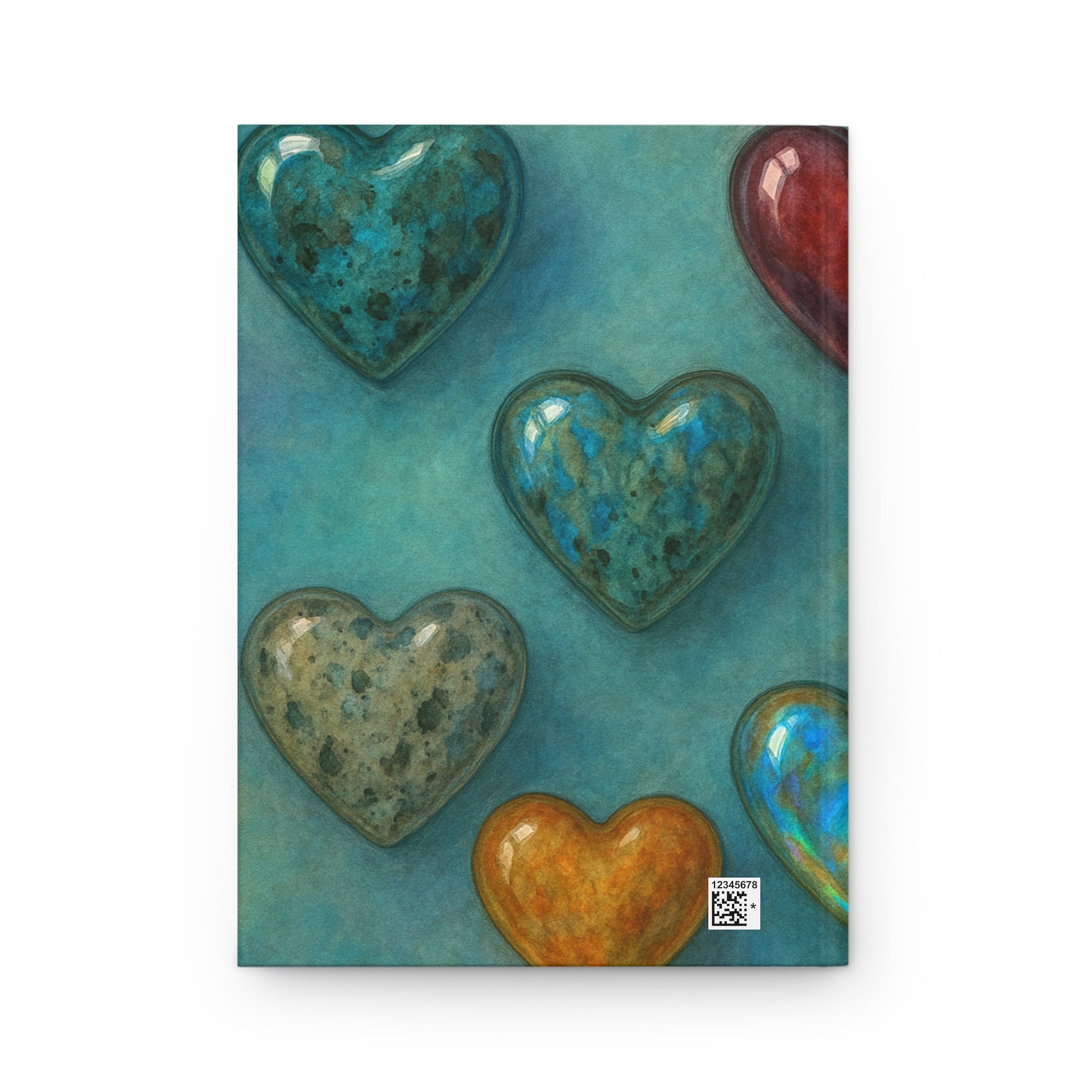 Heart Pattern Hardcover Journal — Colorful Gemstone Hearts Matte Notebook for Gratitude, Travel & Daily Notes