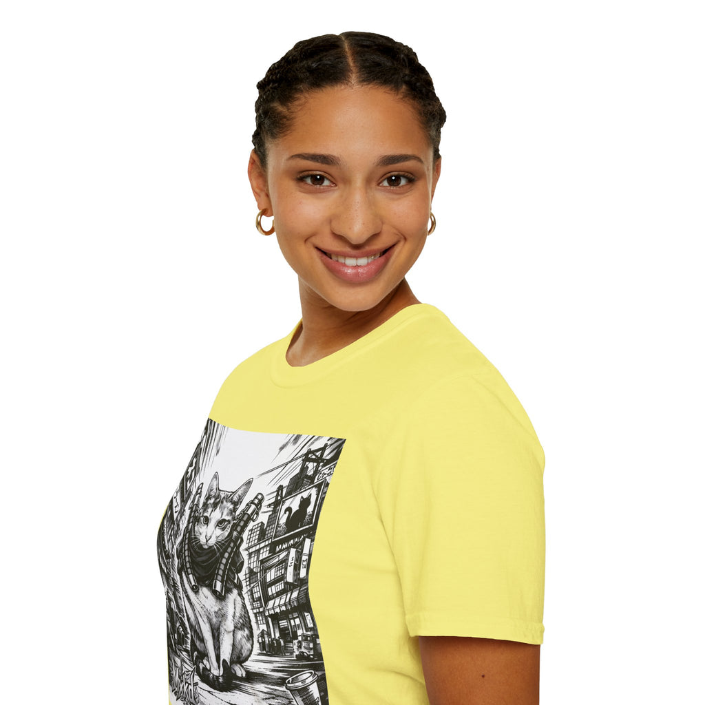 Cat Samurai T‑Shirt — Urban Noir Graphic Tee (Mxkd)