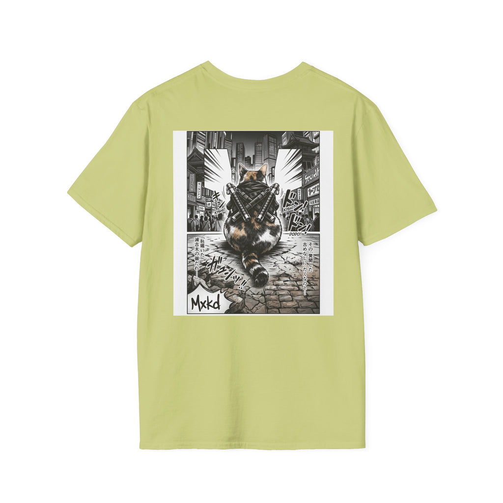 Cat Samurai T‑Shirt — Urban Noir Graphic Tee (Mxkd)