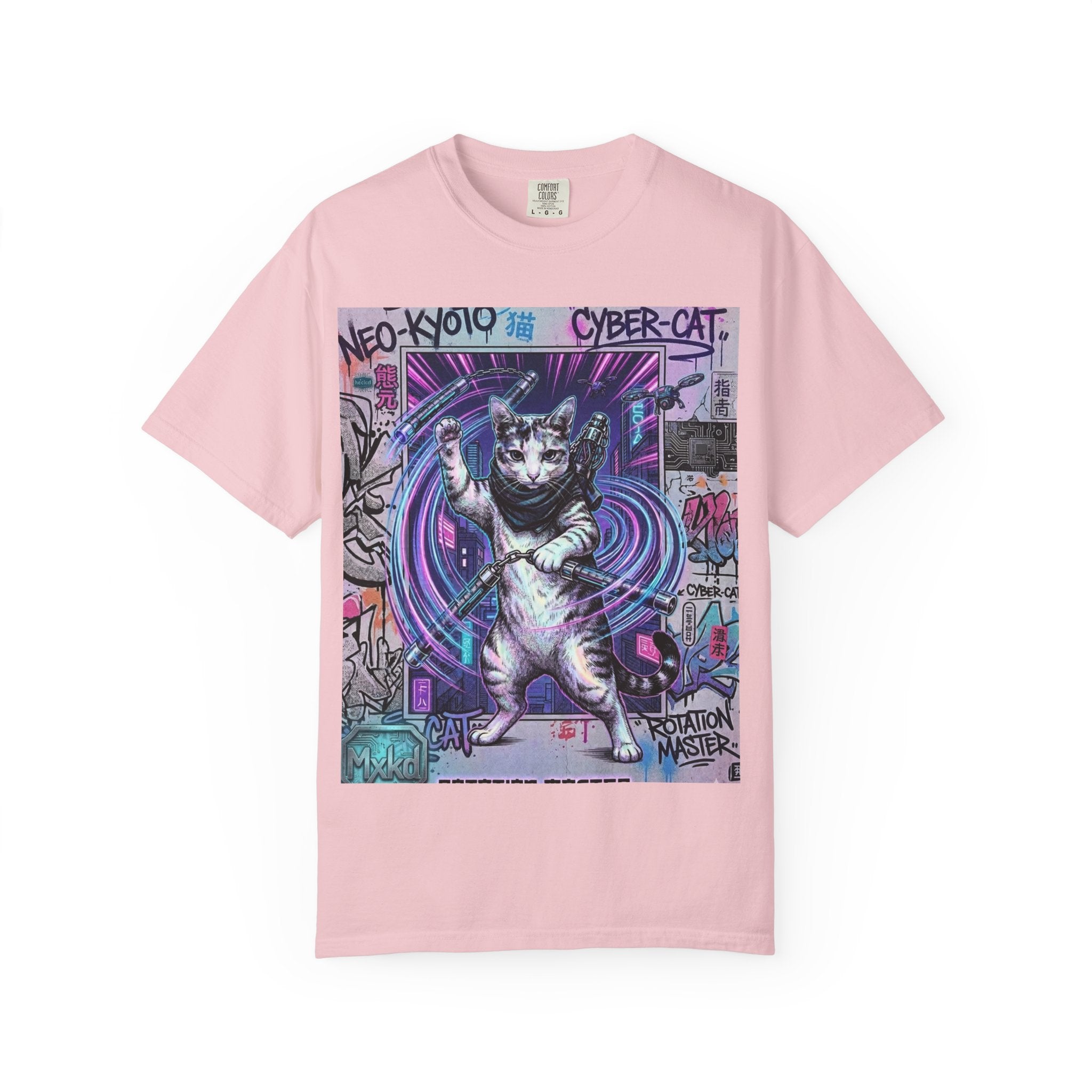 Cyber Cat T-Shirt — Neo-Kyoto Street Art Graphic Tee
