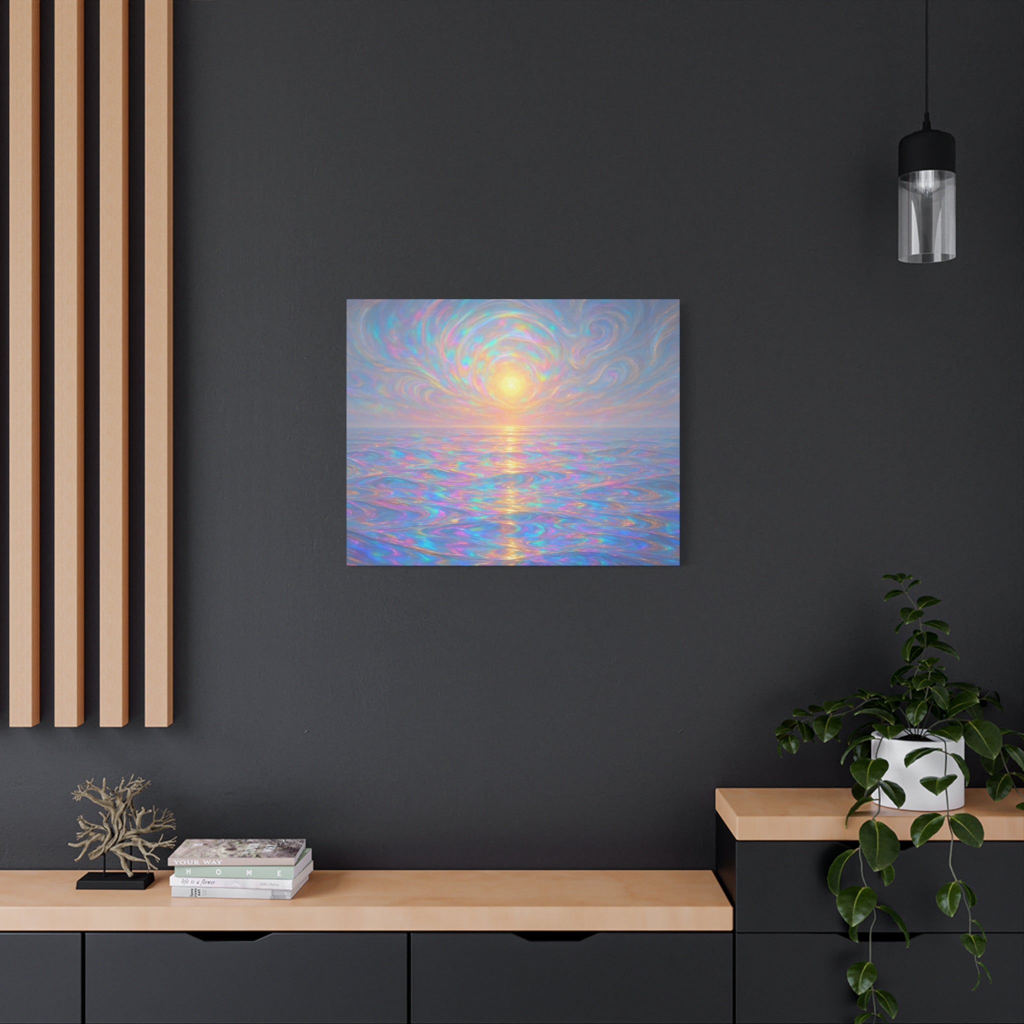 Iridescent Sunrise Seascape Canvas — Peaceful Ocean Wall Art