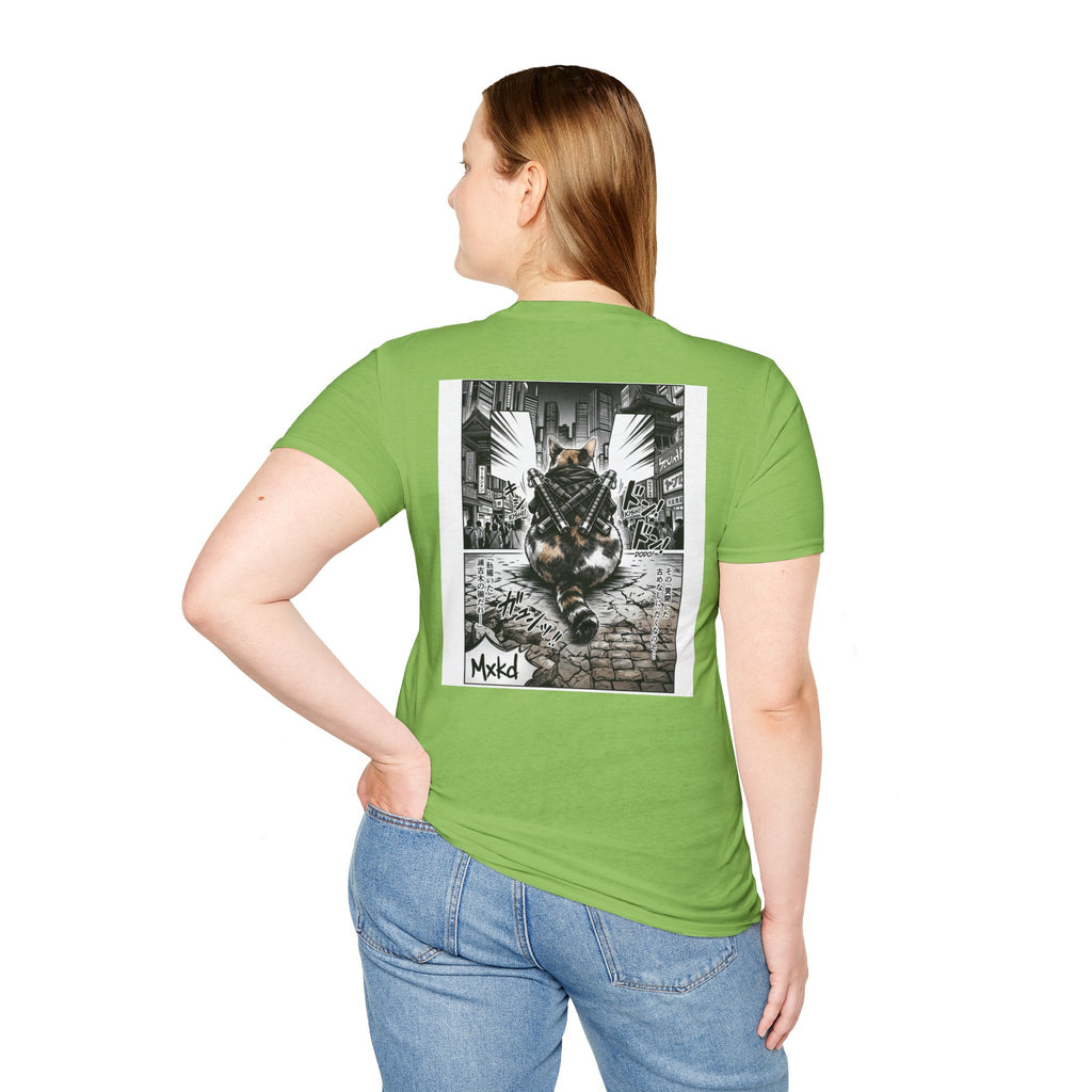 Cat Samurai T‑Shirt — Urban Noir Graphic Tee (Mxkd)