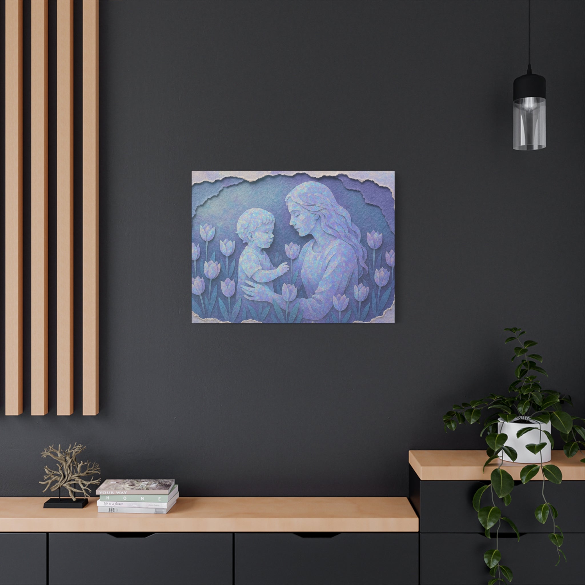 Mother and Child Tulip Matte Canvas Wall Art — Stretched 1.25"