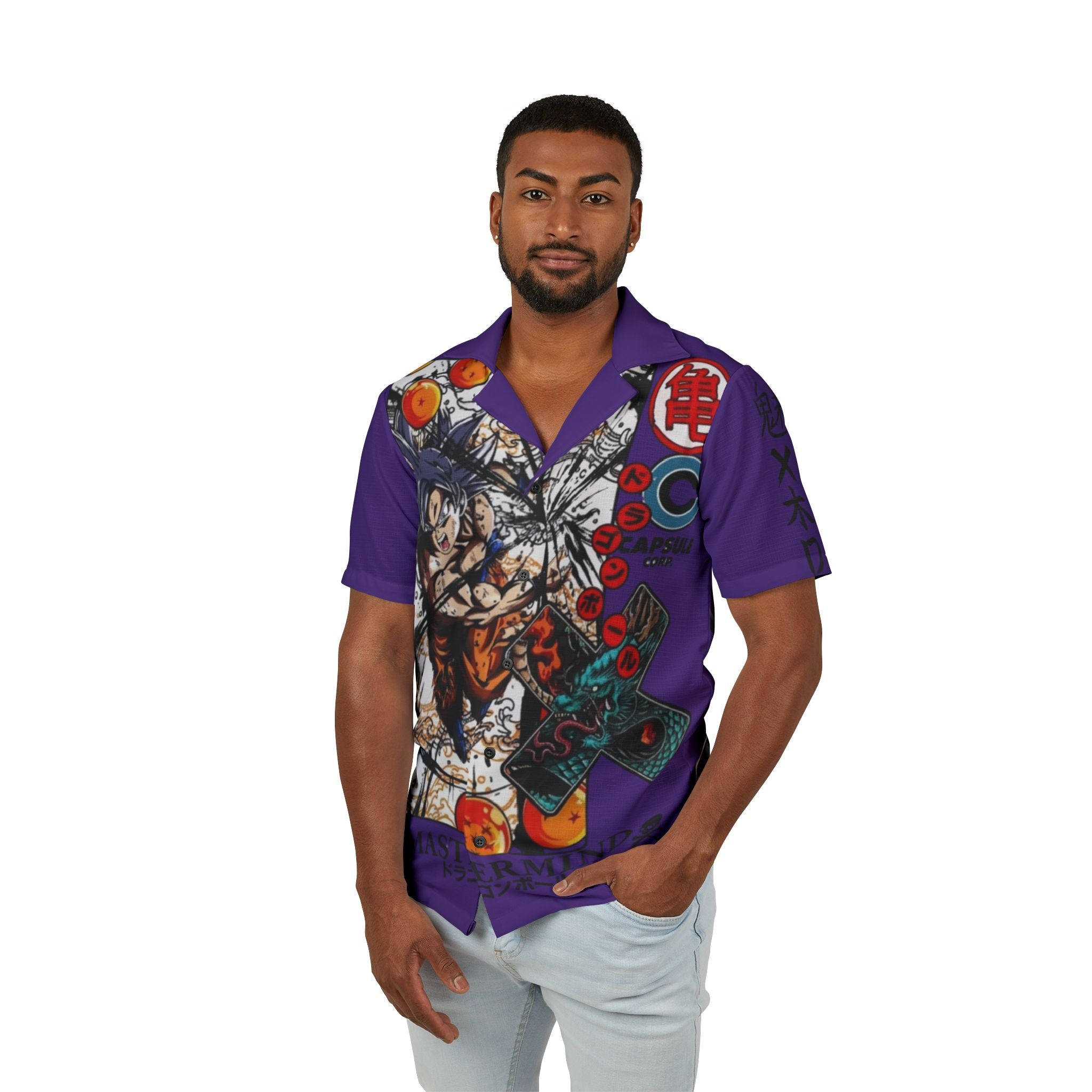 Dragon Ball Master Mind Hawaiian Camp Shirt — Men's Button-Up
