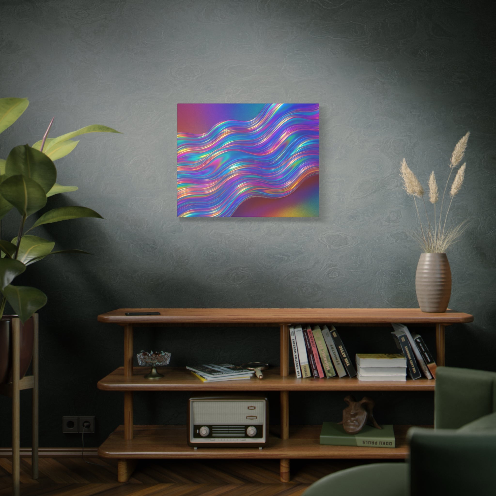 rainbow Iridescent Wave Matte Canvas Wall Art — Stretched 1.25"