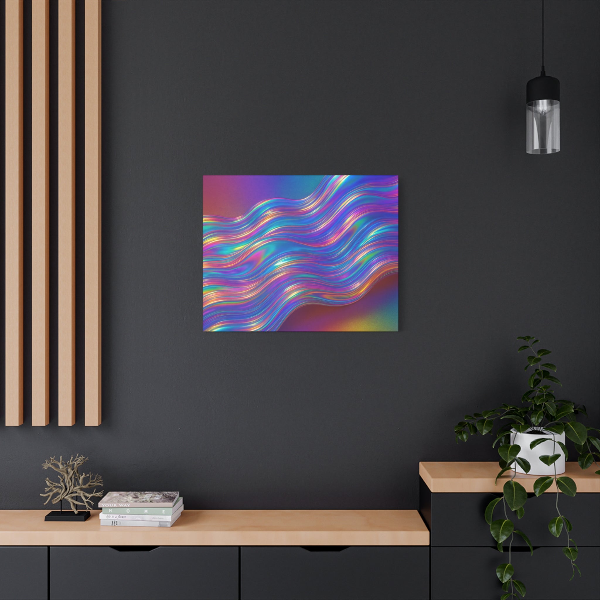 rainbow Iridescent Wave Matte Canvas Wall Art — Stretched 1.25"