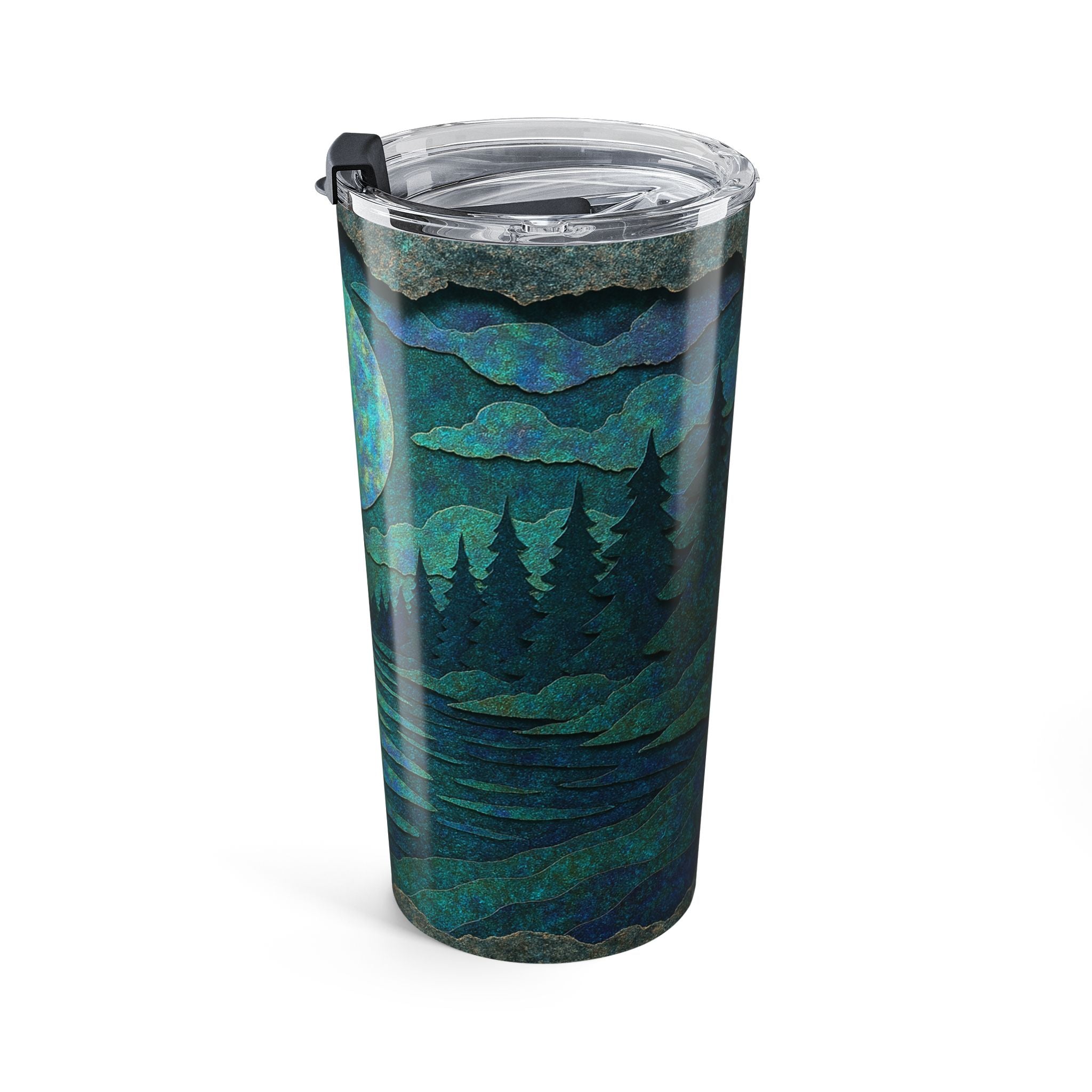 20oz Moonlit Forest Tumbler — Insulated Travel Cup with Nightscape Design