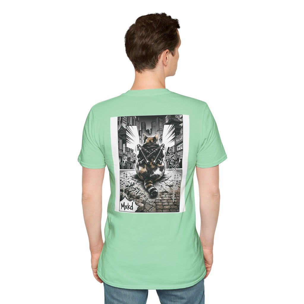 Cat Samurai T‑Shirt — Urban Noir Graphic Tee (Mxkd)