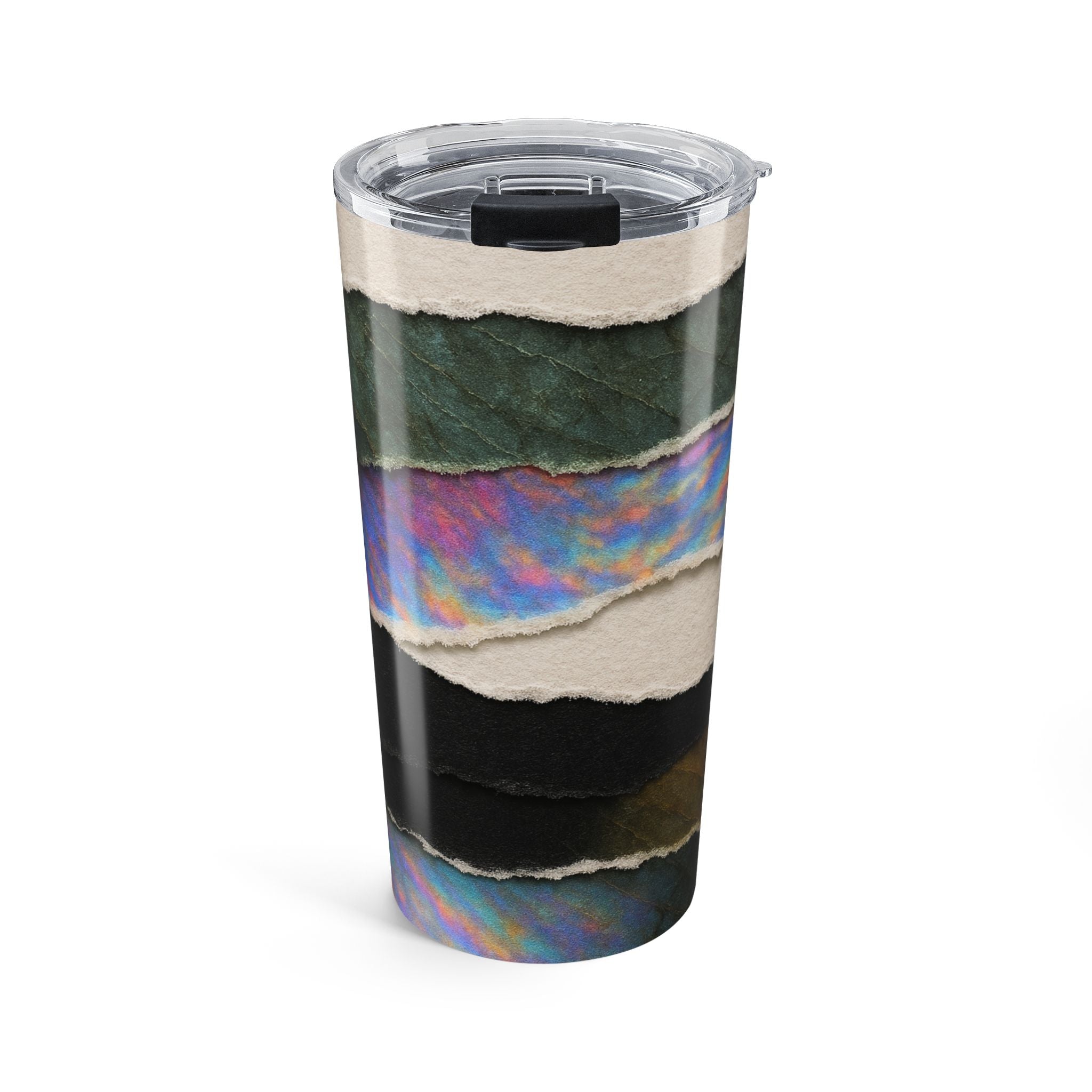 20oz Abstract Torn Paper Tumbler — Iridescent & Textured Travel Cup