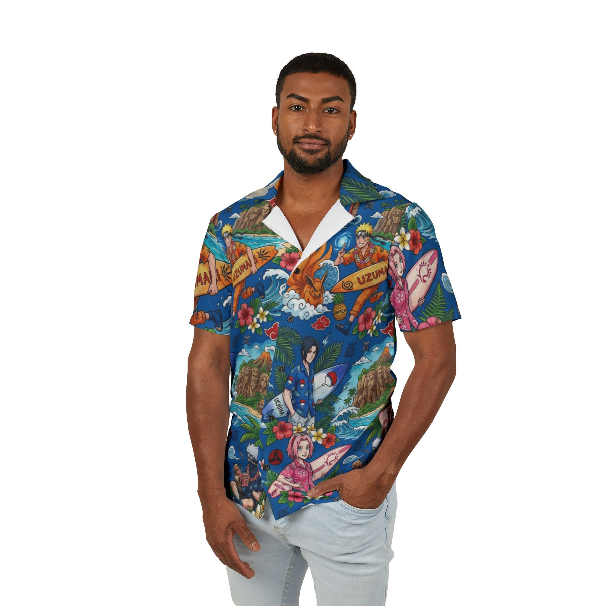 Anime Surf Hawaiian Shirt - Tropical Naruto-Inspired AOP Camp Shirt
