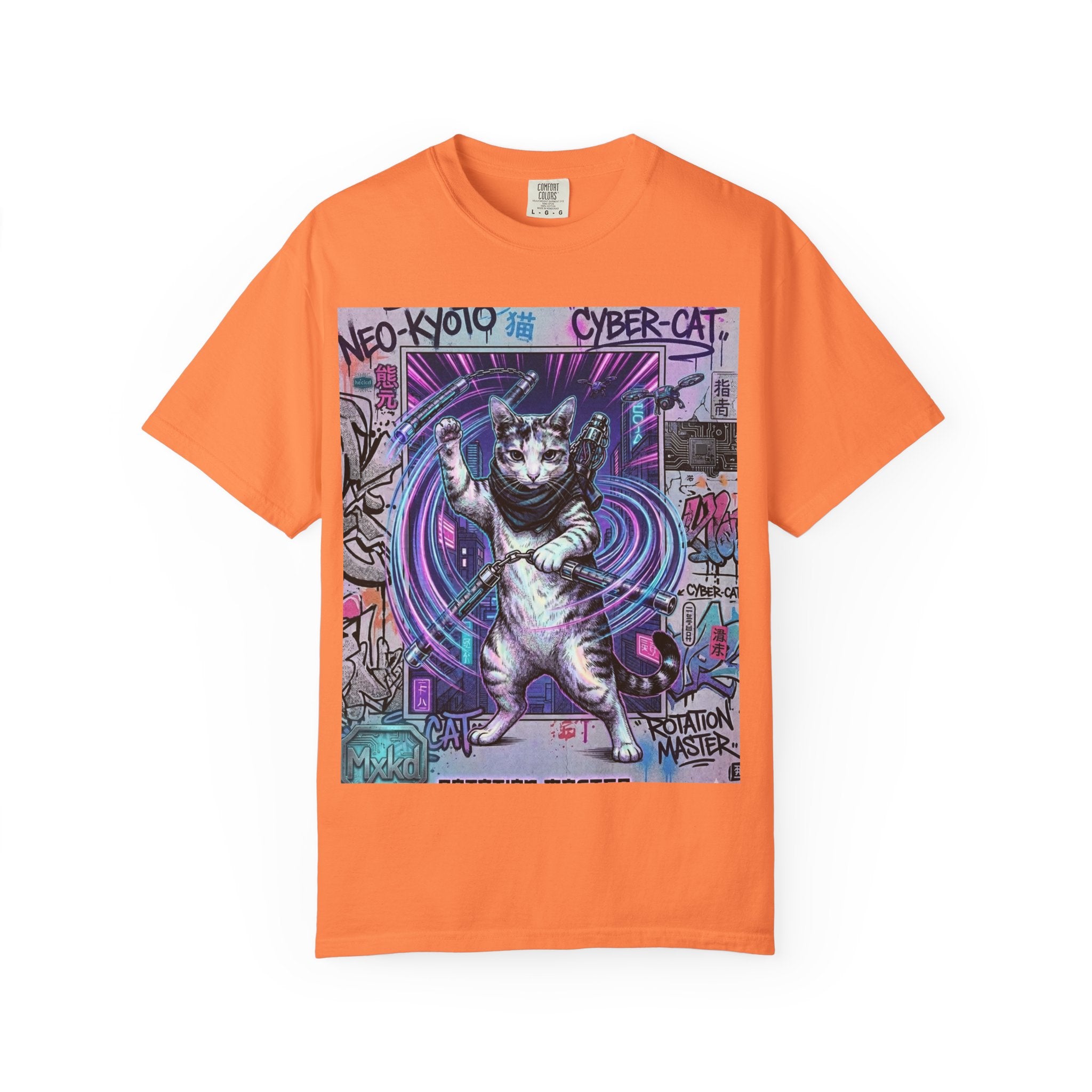 Cyber Cat T-Shirt — Neo-Kyoto Street Art Graphic Tee