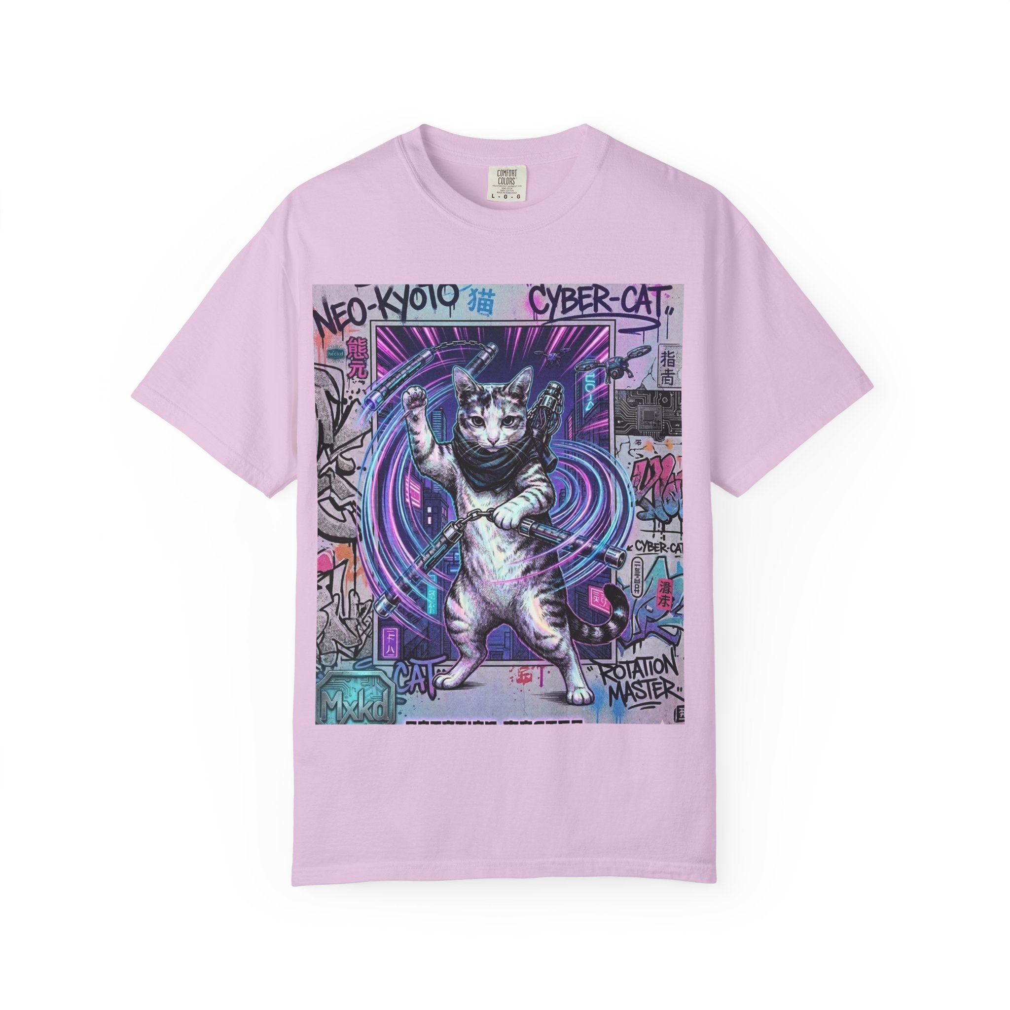 Cyber Cat T-Shirt — Neo-Kyoto Street Art Graphic Tee