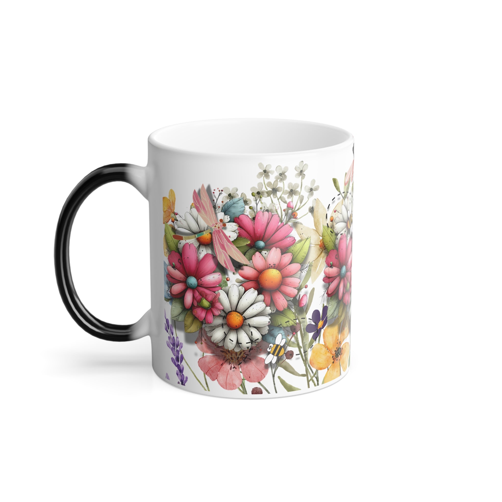 Color-Changing Floral Mug — Watercolor Wildflower Bouquet (11 oz)