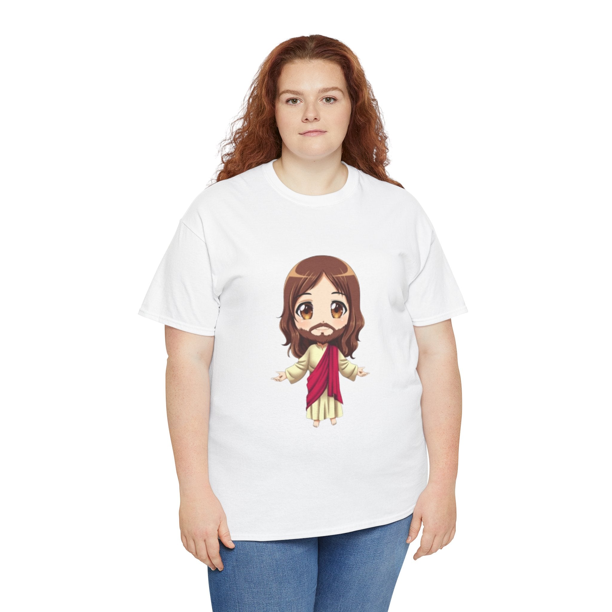 Christian Jesus Tee — Cute Chibi Front & Classic Back Religious T-Shirt