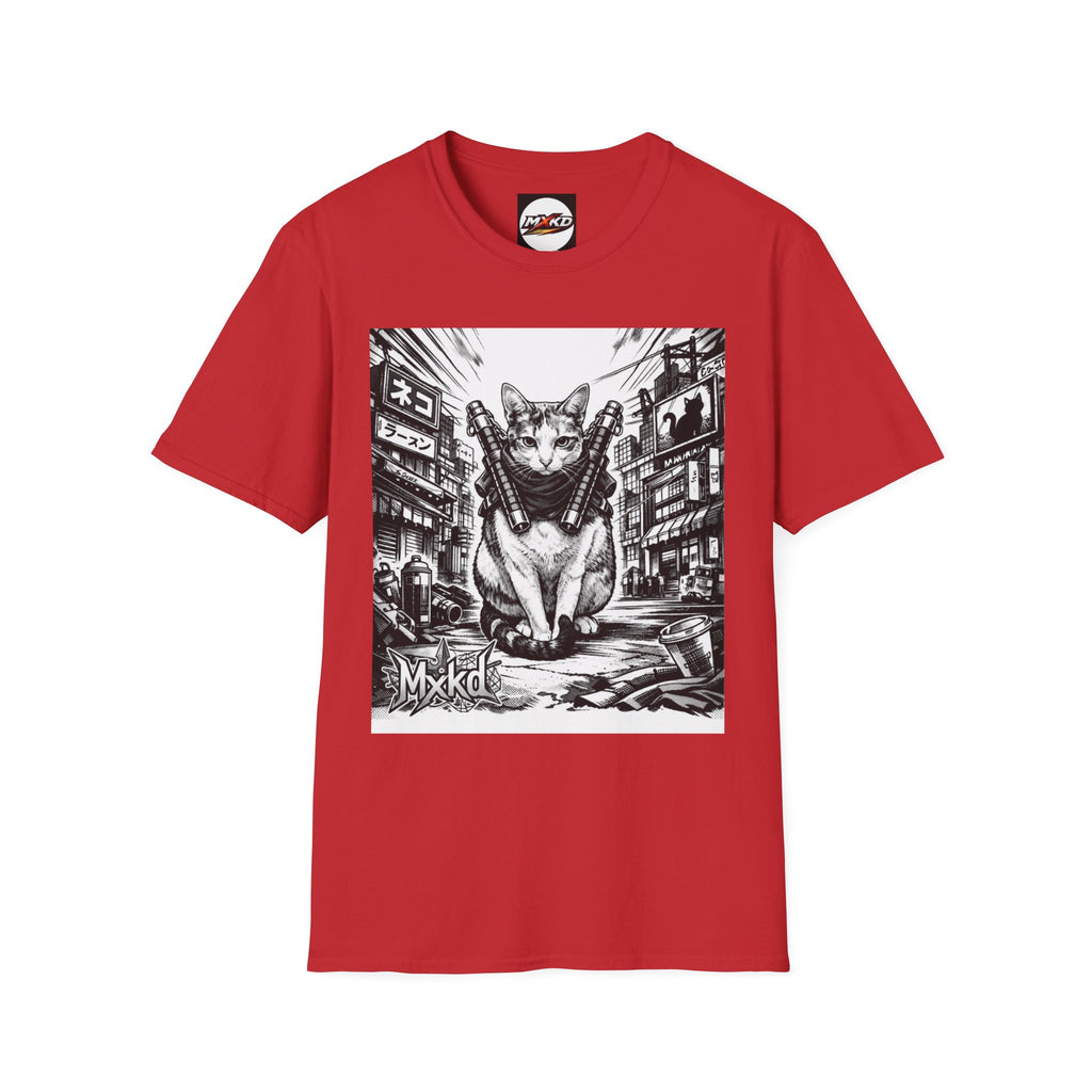 Cat Samurai T‑Shirt — Urban Noir Graphic Tee (Mxkd)