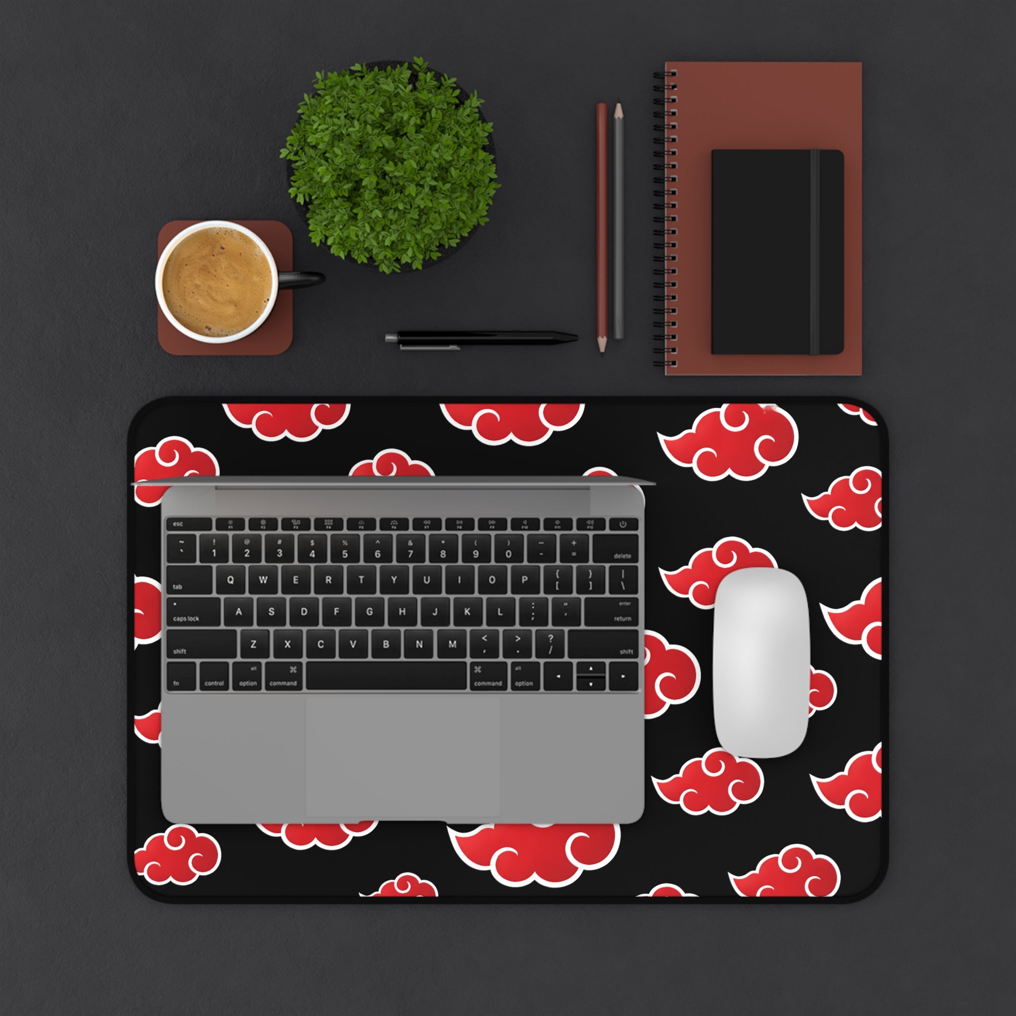 Akatsuki Cloud Desk Mat — Anime Red Cloud Mouse Pad