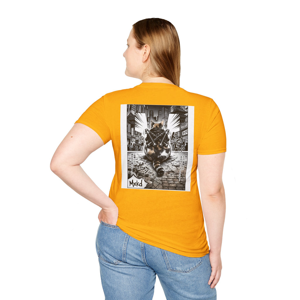 Cat Samurai T‑Shirt — Urban Noir Graphic Tee (Mxkd)