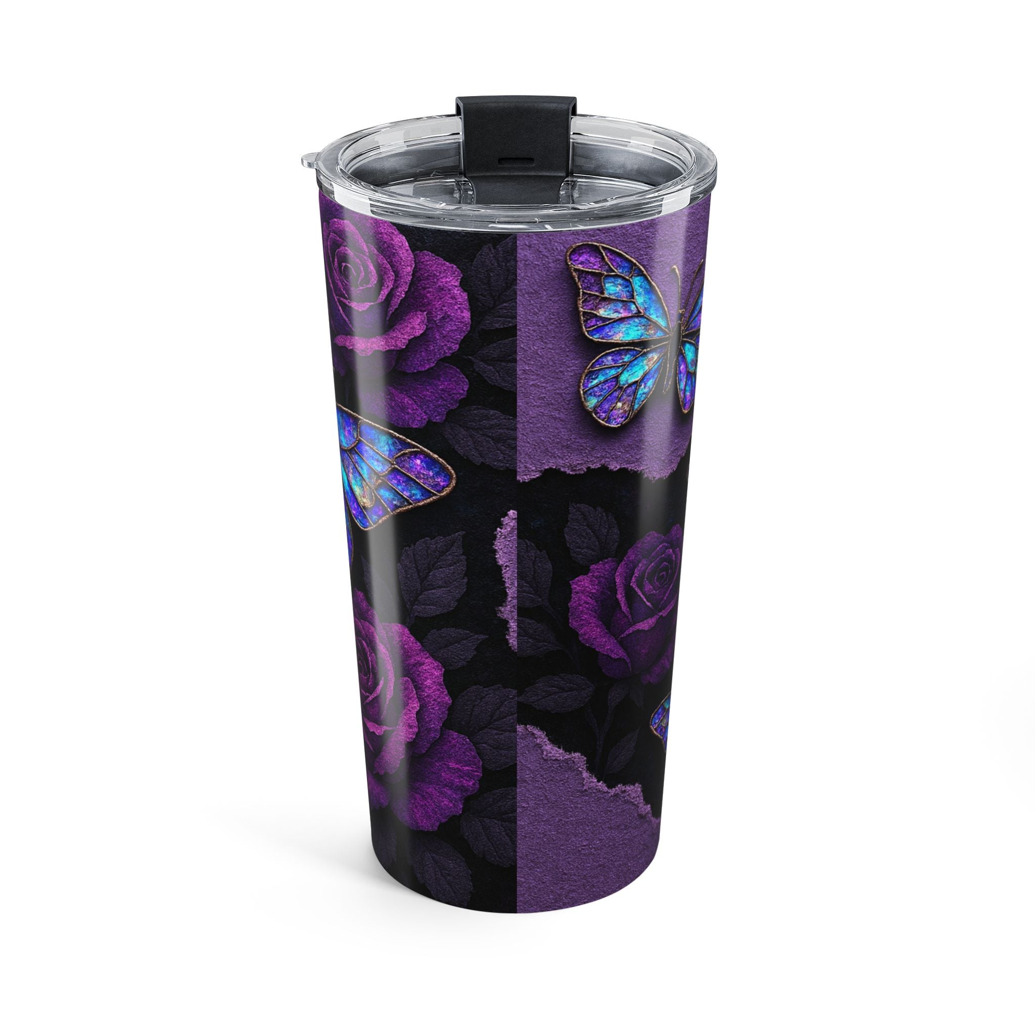 20oz Purple Butterfly & Rose Insulated Tumbler