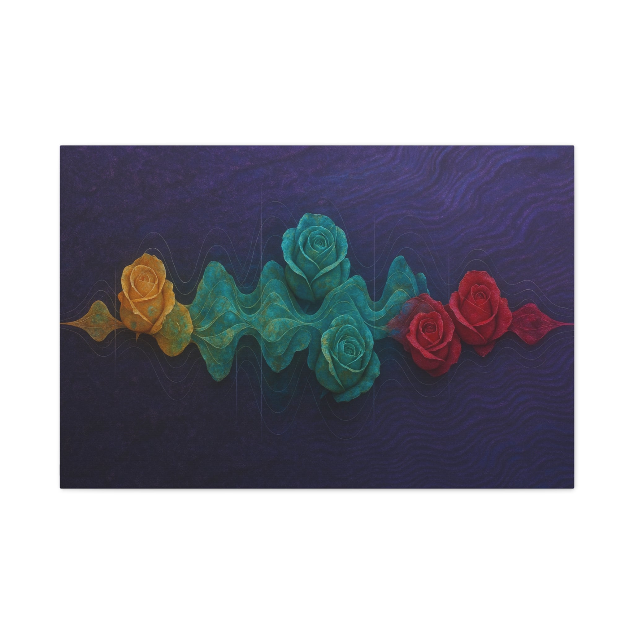Rainbow Rose Wave Matte Canvas Print — Stretched 1.25" Wall Art
