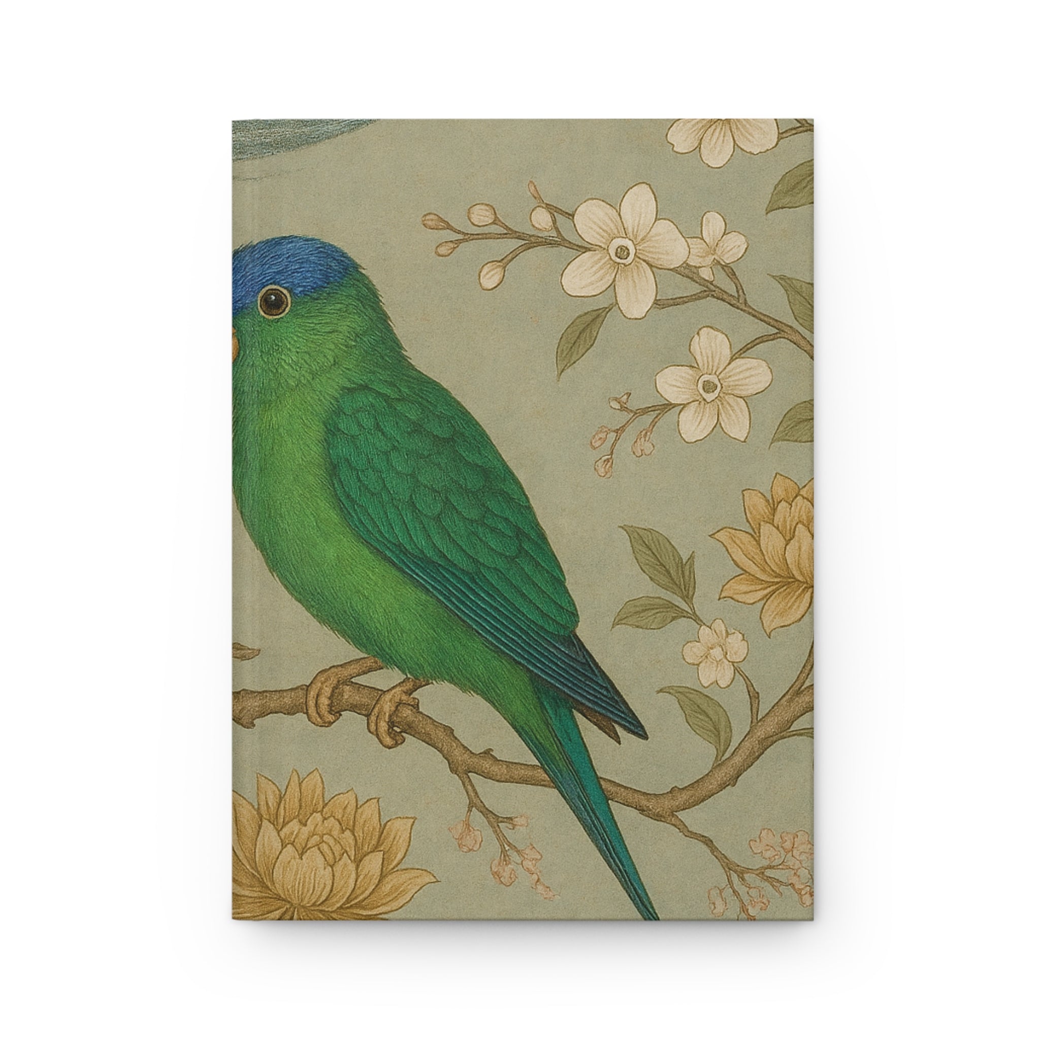Botanical Parrot Hardcover Journal — Floral Vintage Bird Notebook